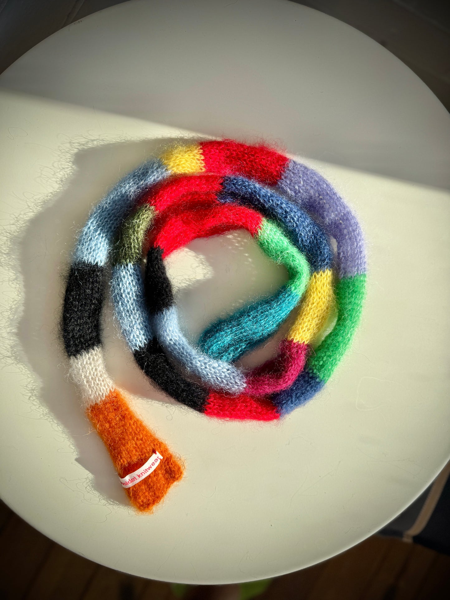 Small skinny mohair scarf multicolored stripes