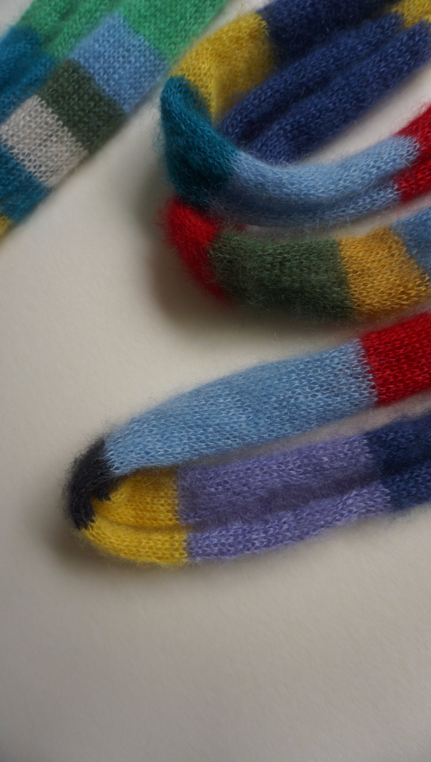 Skinny long mohair scarf multicolored stripes No.1