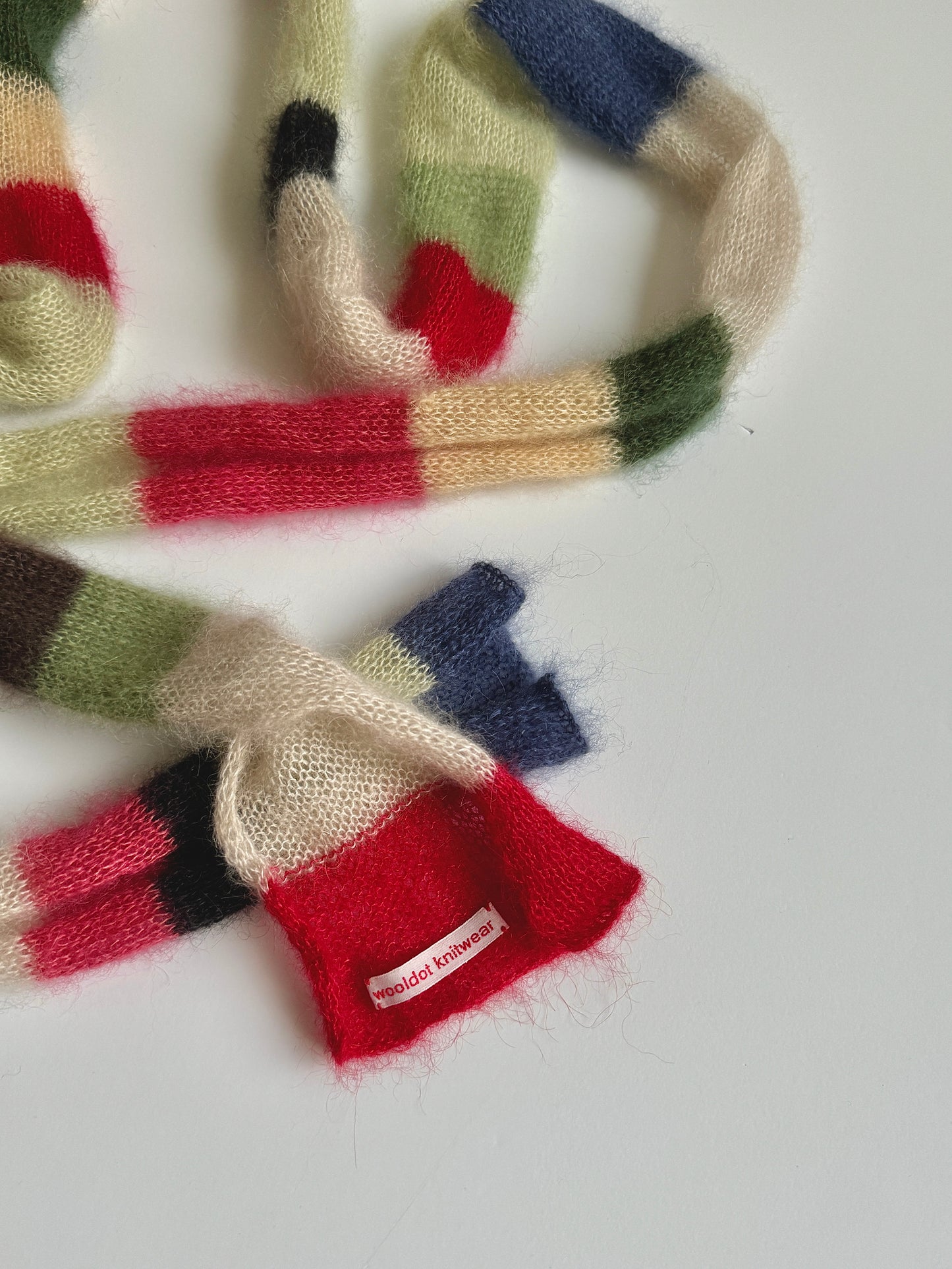 Skinny long mohair scarf multicolored stripes No.3