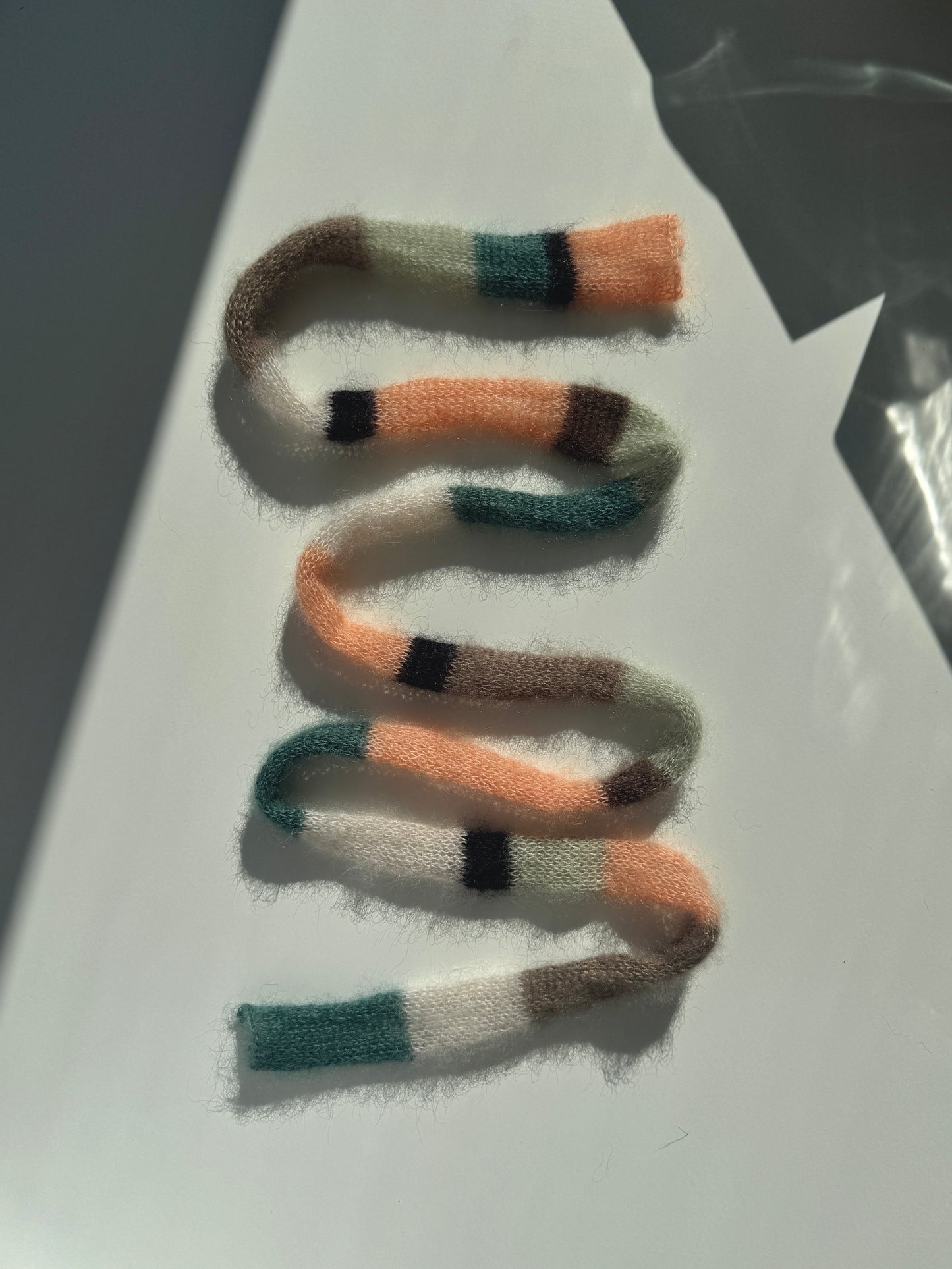 Mini skinny mohair scarf multicolored stripes