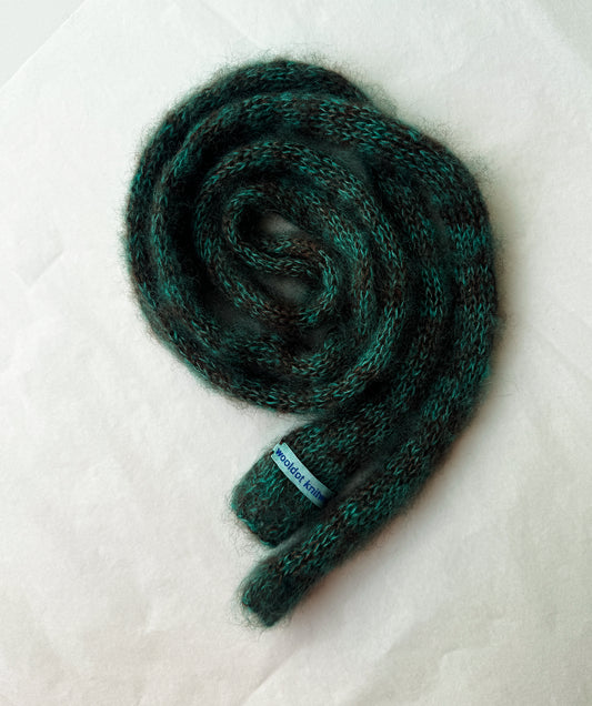 Small mohair scarf brown + aquamarine
