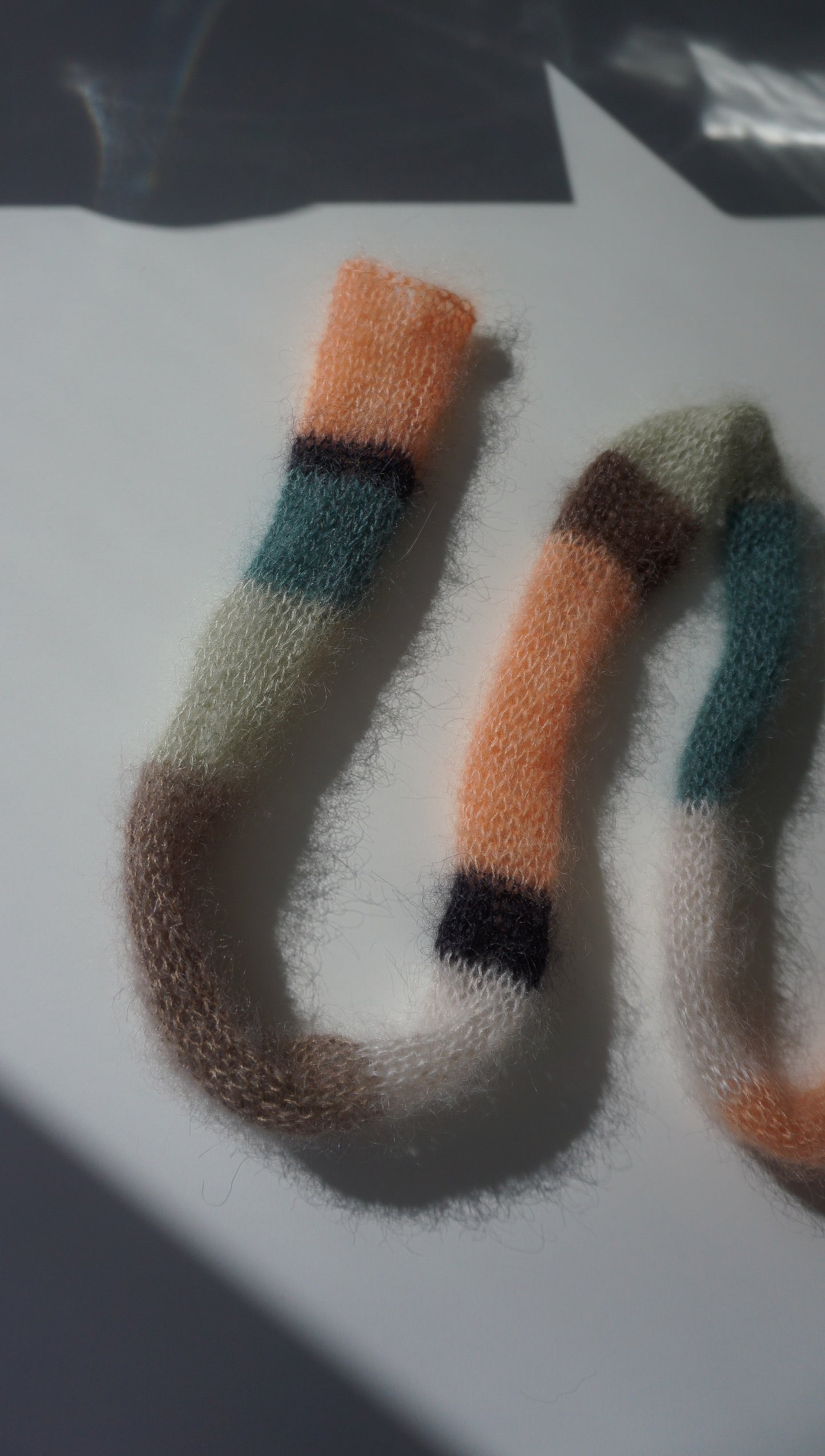 Mini skinny mohair scarf multicolored stripes