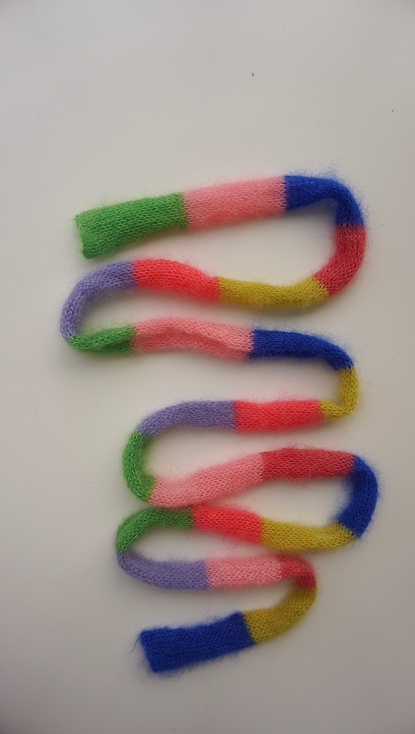 Mini skinny mohair scarf multicolored stripes