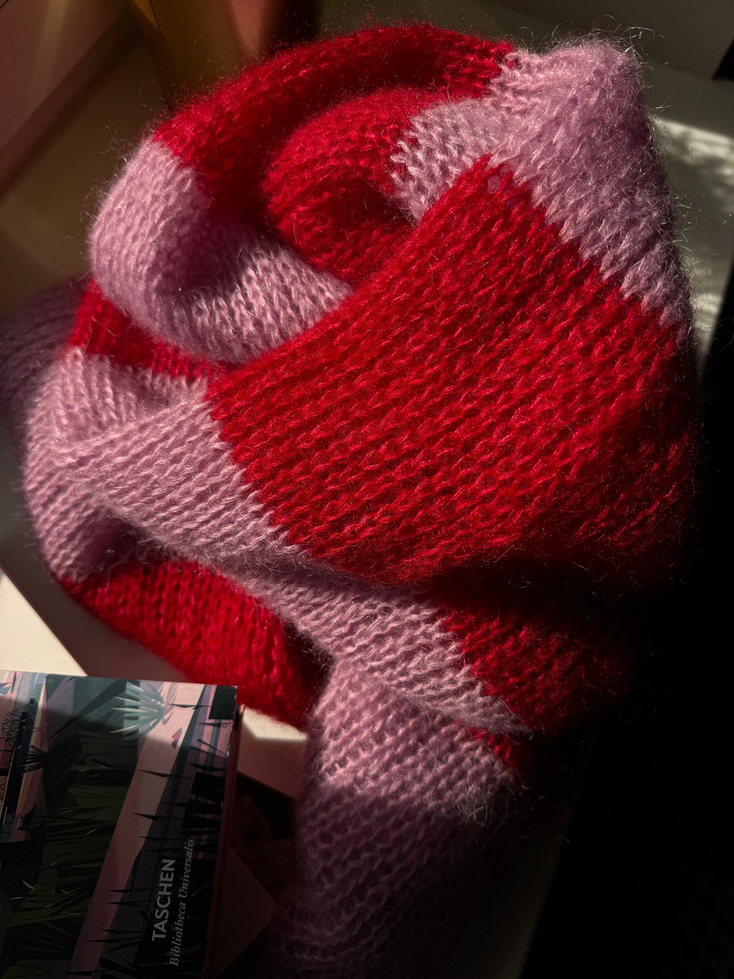 Pink red big mohair scarf