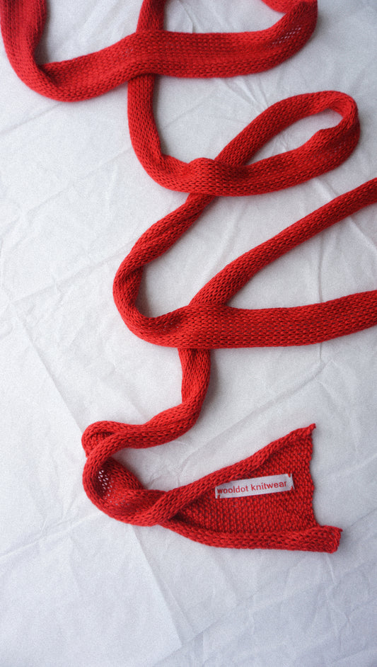 Slim silk mohair scarf in bright red