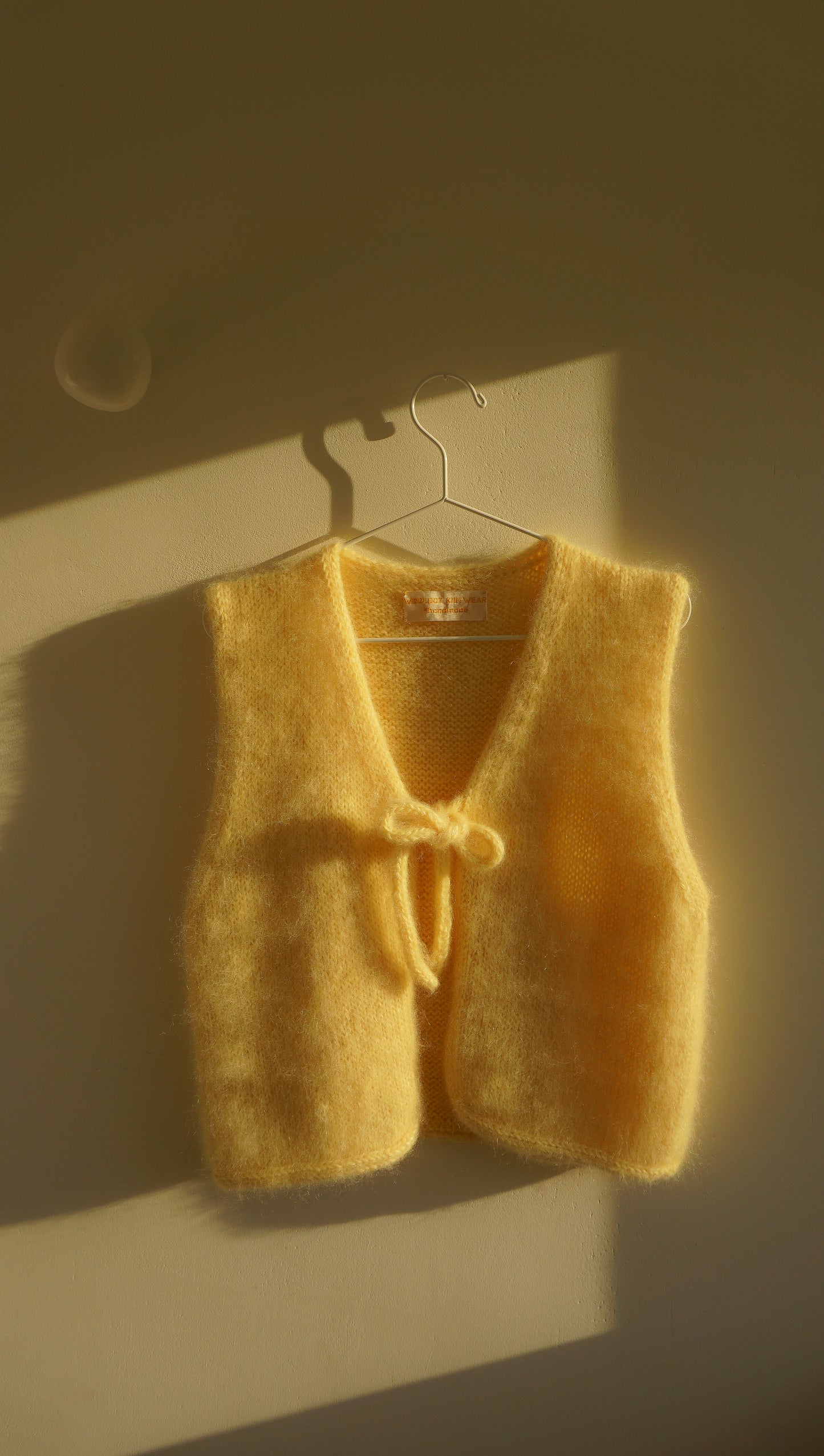Yellow furry mohair vest
