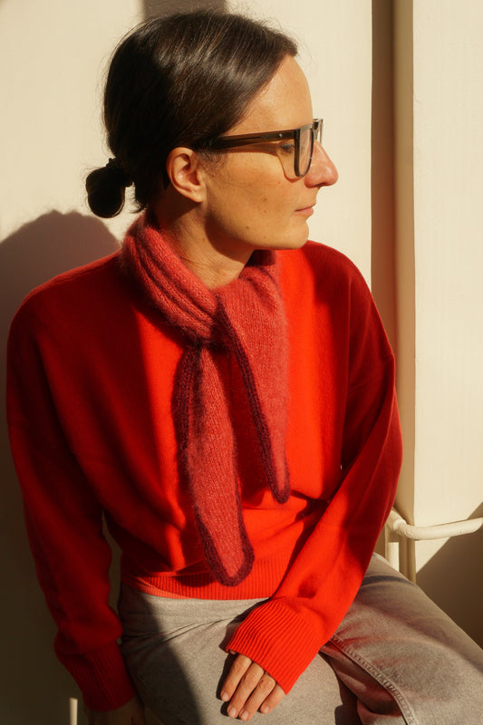 TOMO Bandana pink with burgundy trim