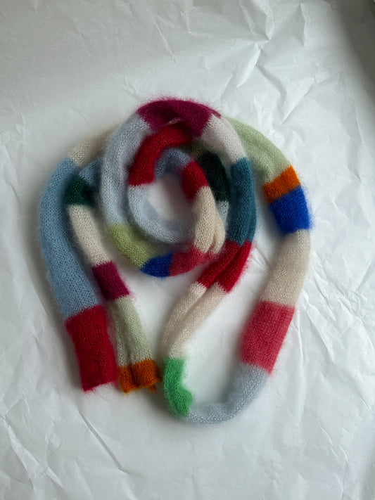 Skinny long mohair scarf multicolored stripes No.4