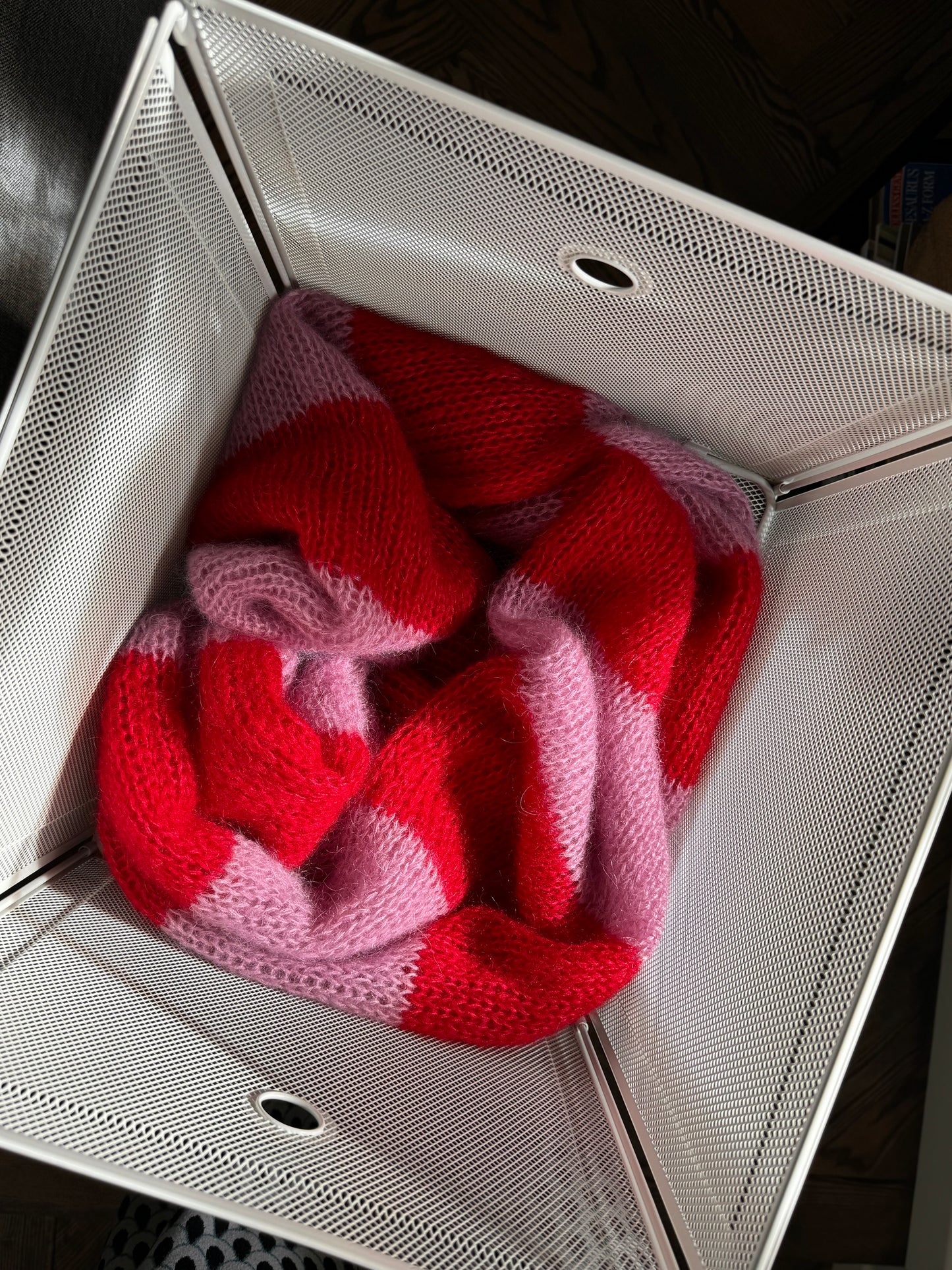 Pink red big mohair scarf