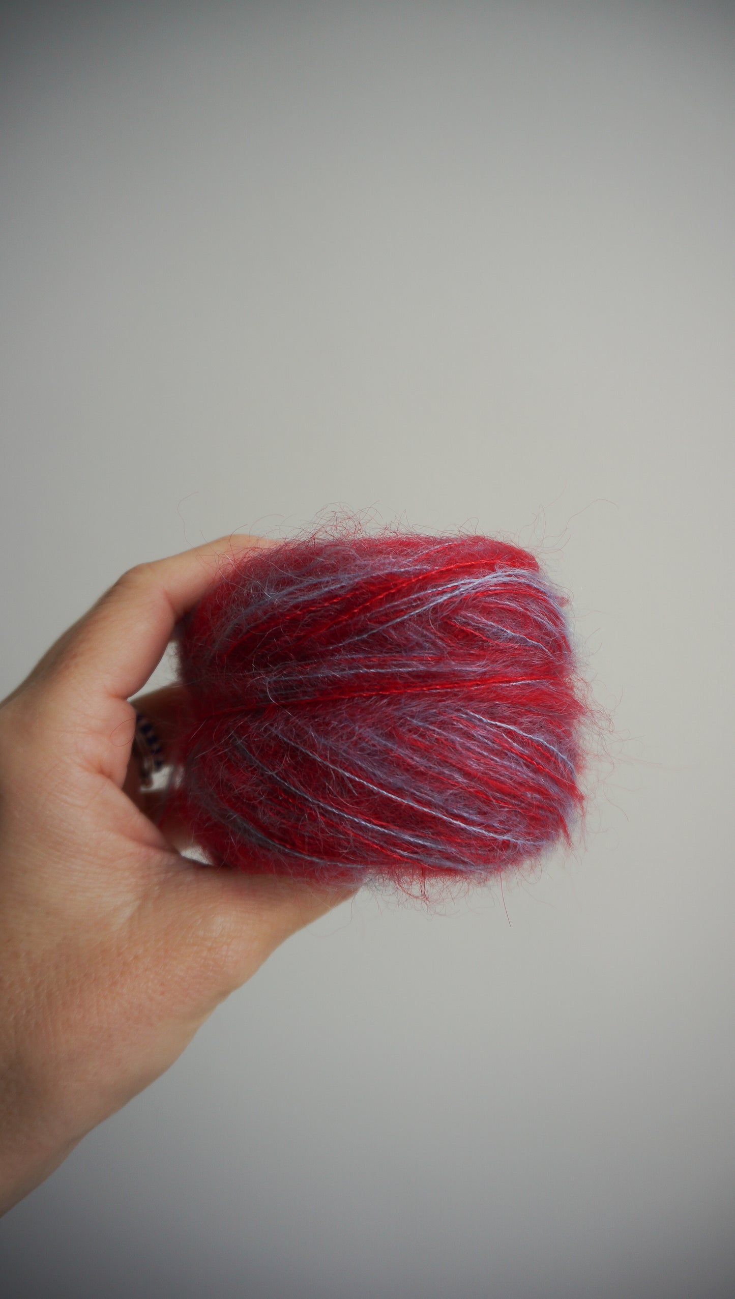 Small mohair scarf red + light blue