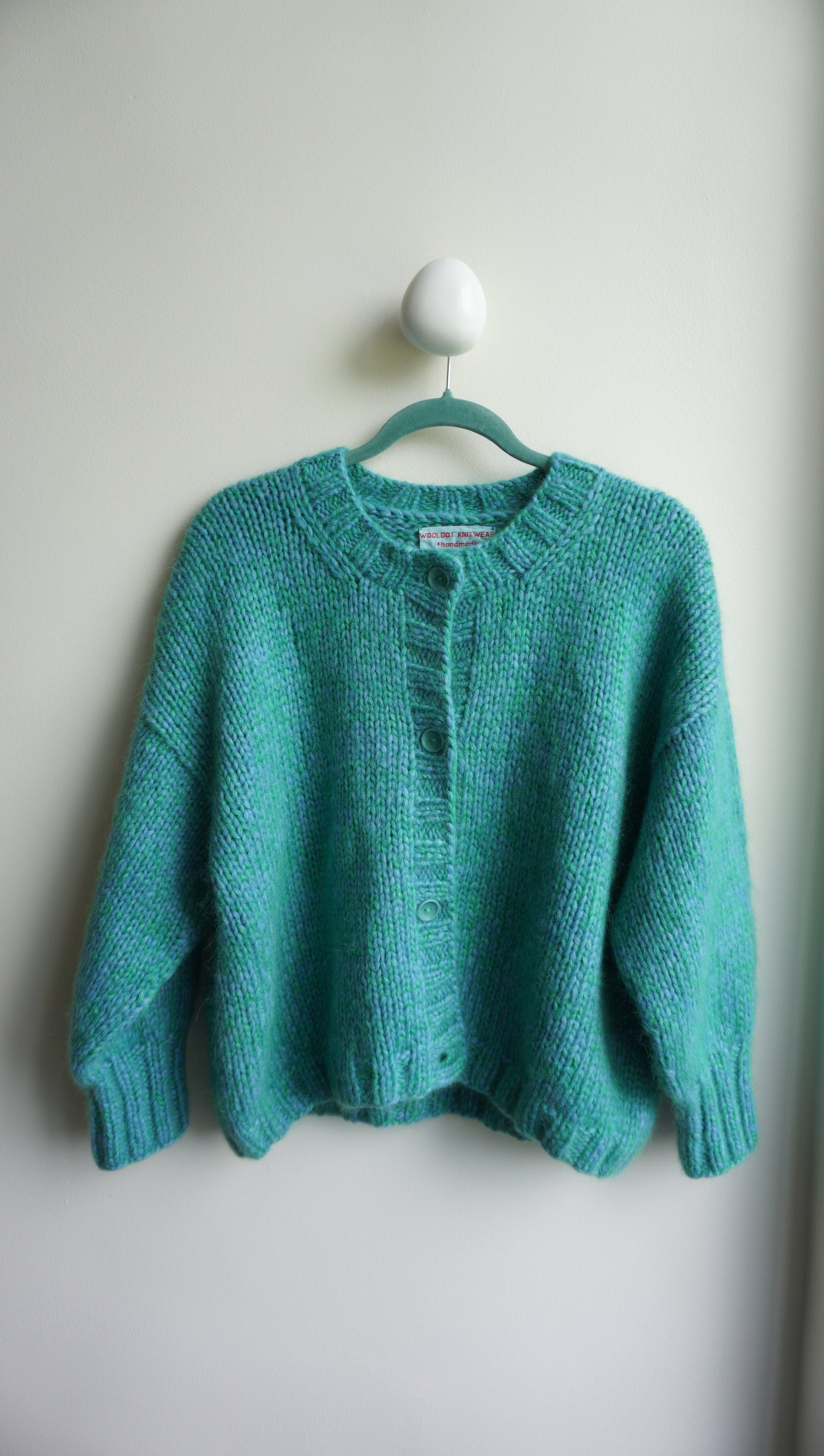 Melange blue & green alpaca mohair cardigan
