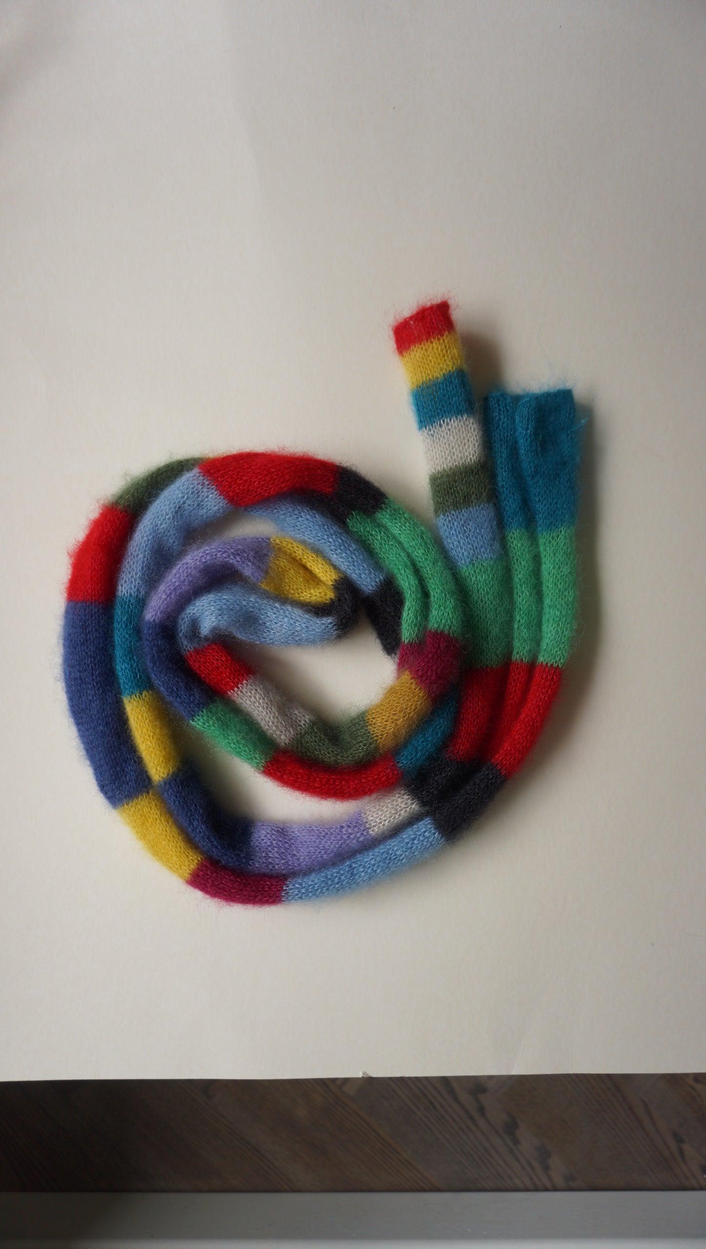 Skinny long mohair scarf multicolored stripes No.1