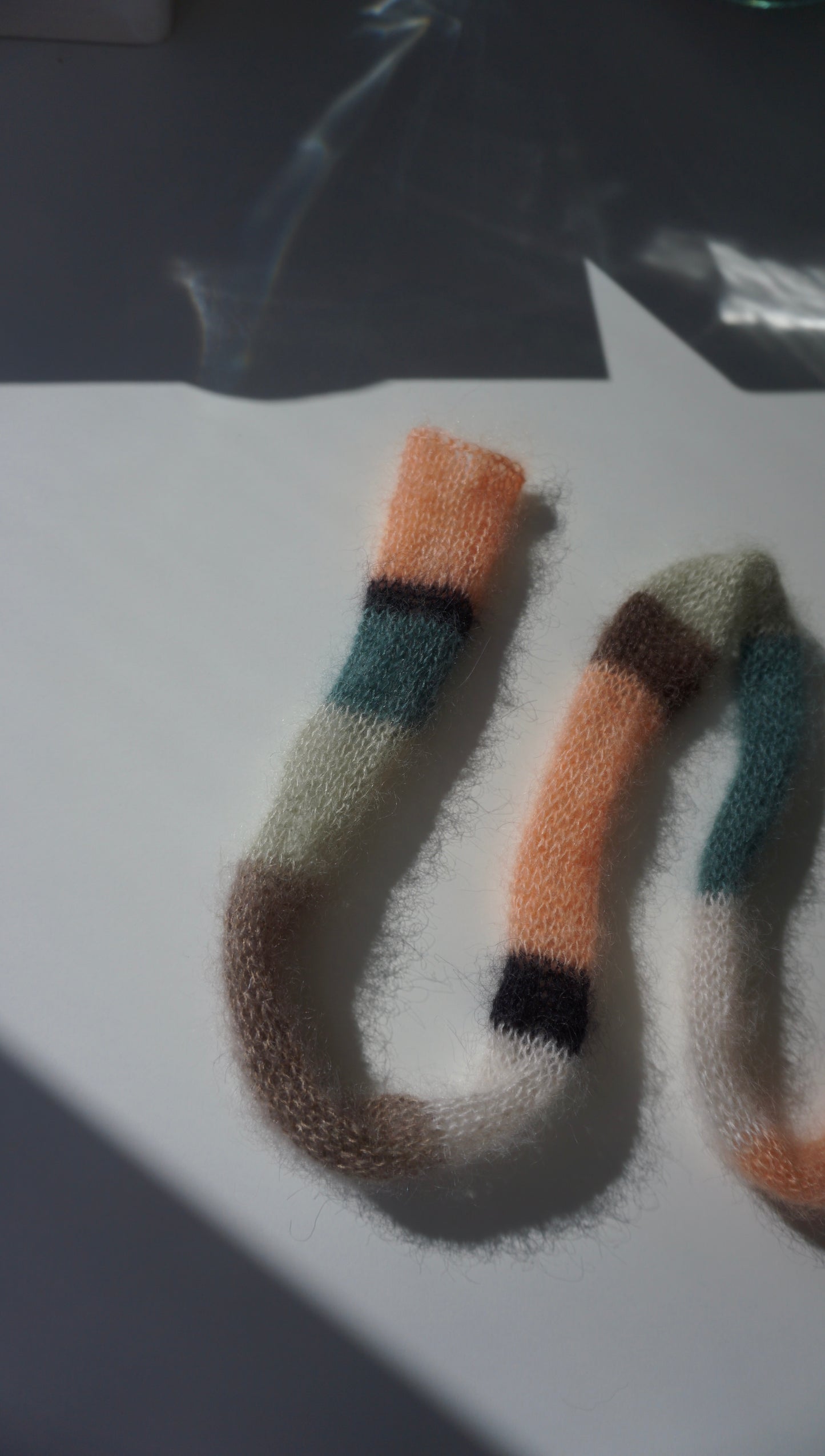 Mini skinny mohair scarf multicolored stripes