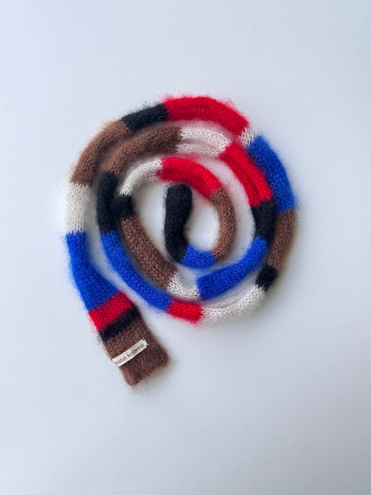 Small skinny mohair scarf multicolored stripes