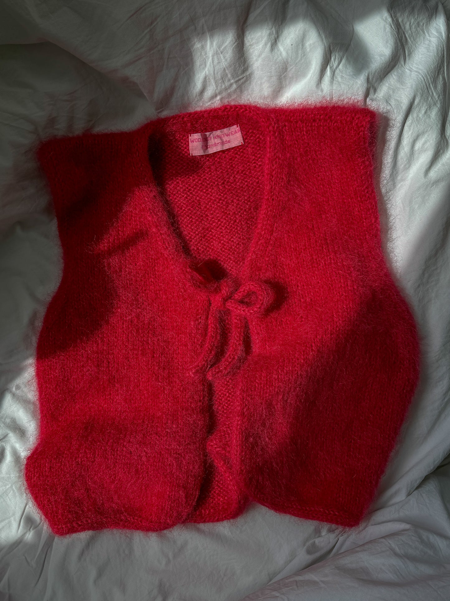 Red fluffy mohair vest