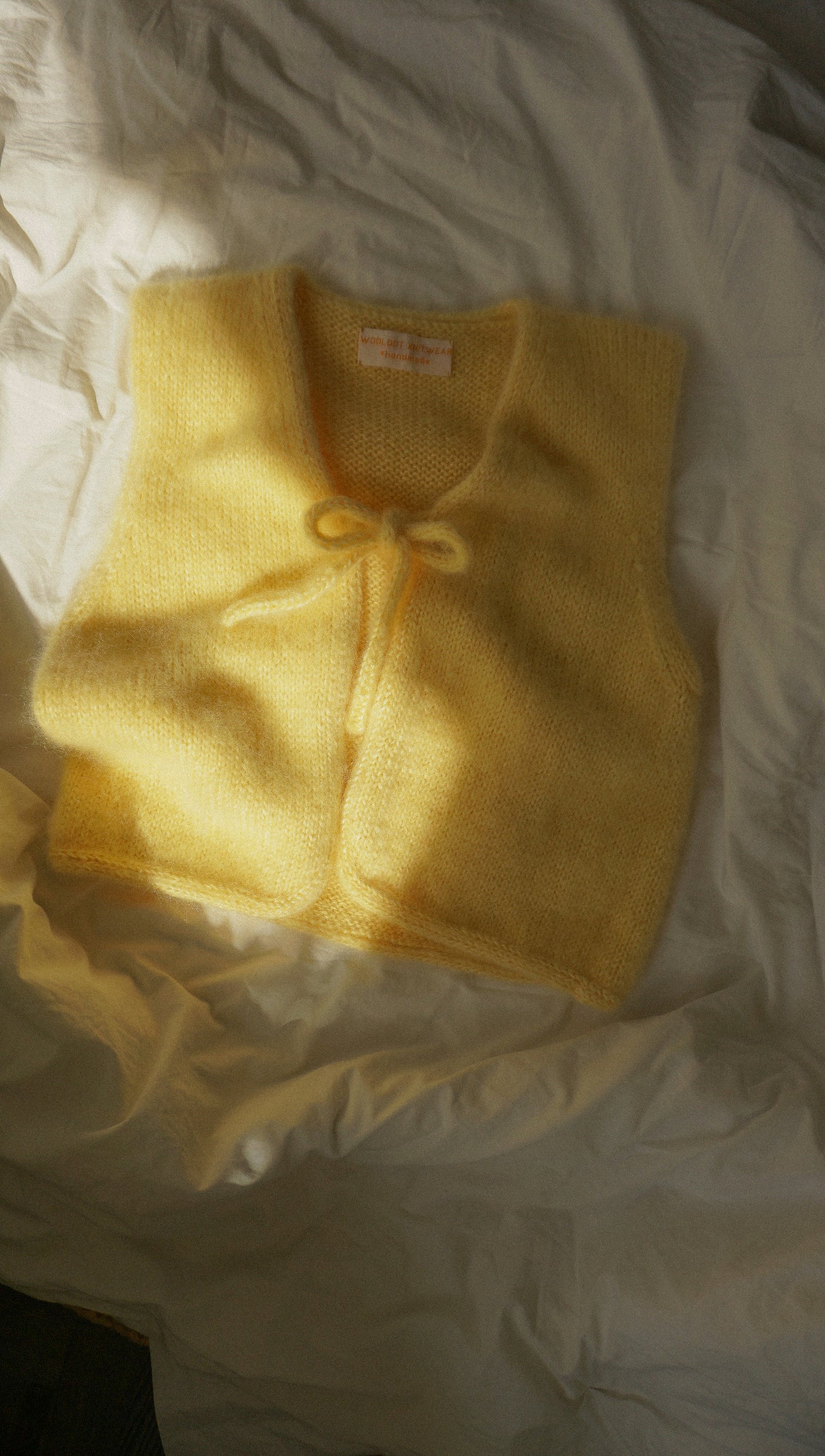 Yellow furry mohair vest