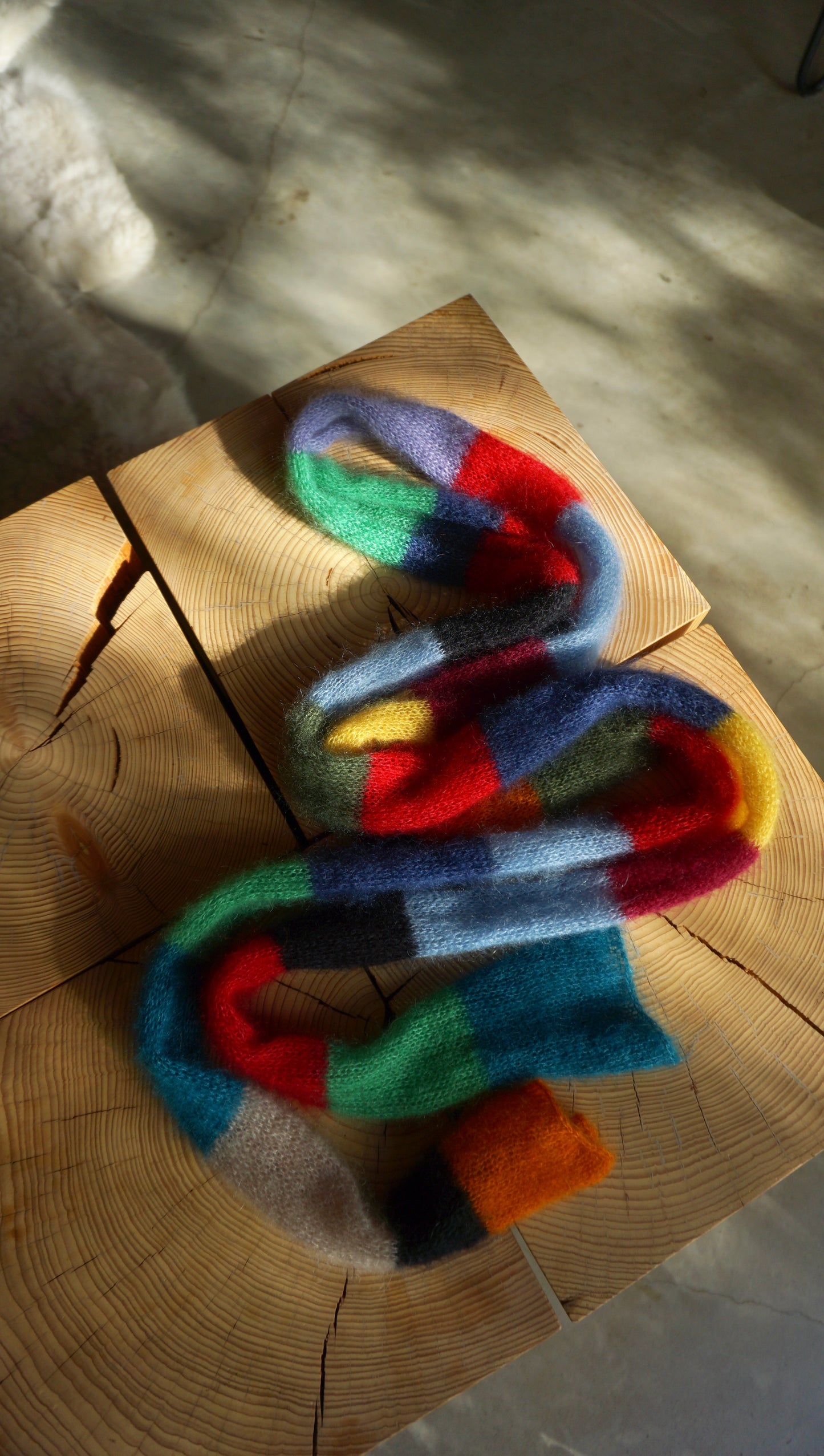 Skinny long mohair scarf multicolored stripes No.2