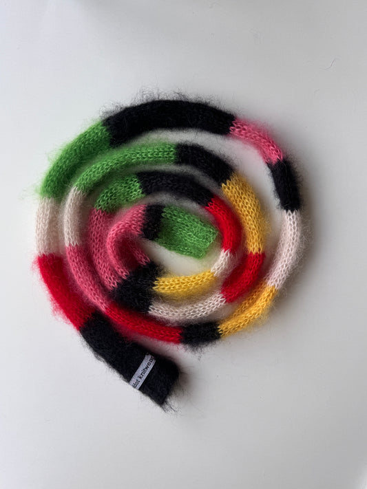 Small skinny mohair scarf multicolored stripes