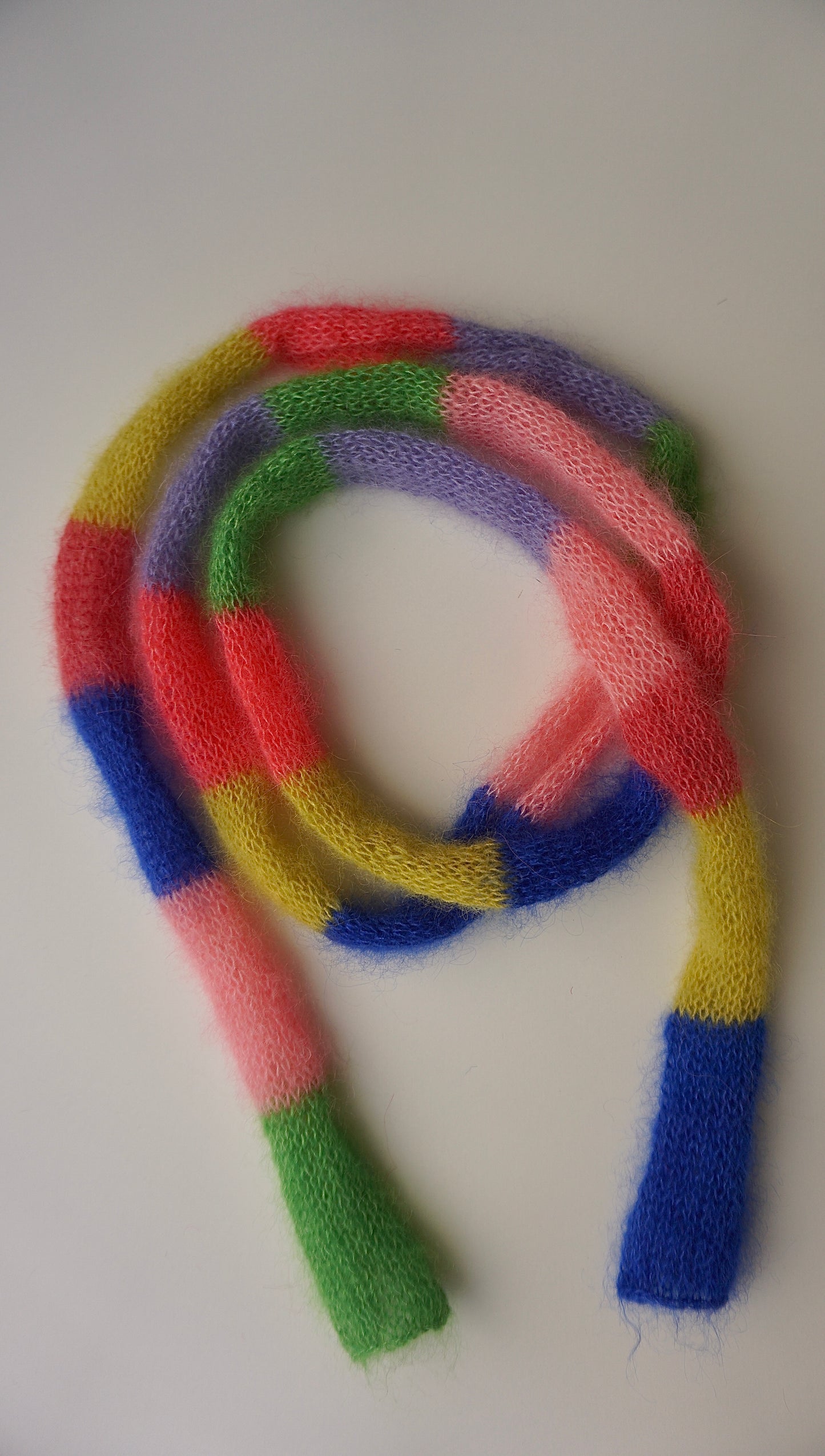 Mini skinny mohair scarf multicolored stripes