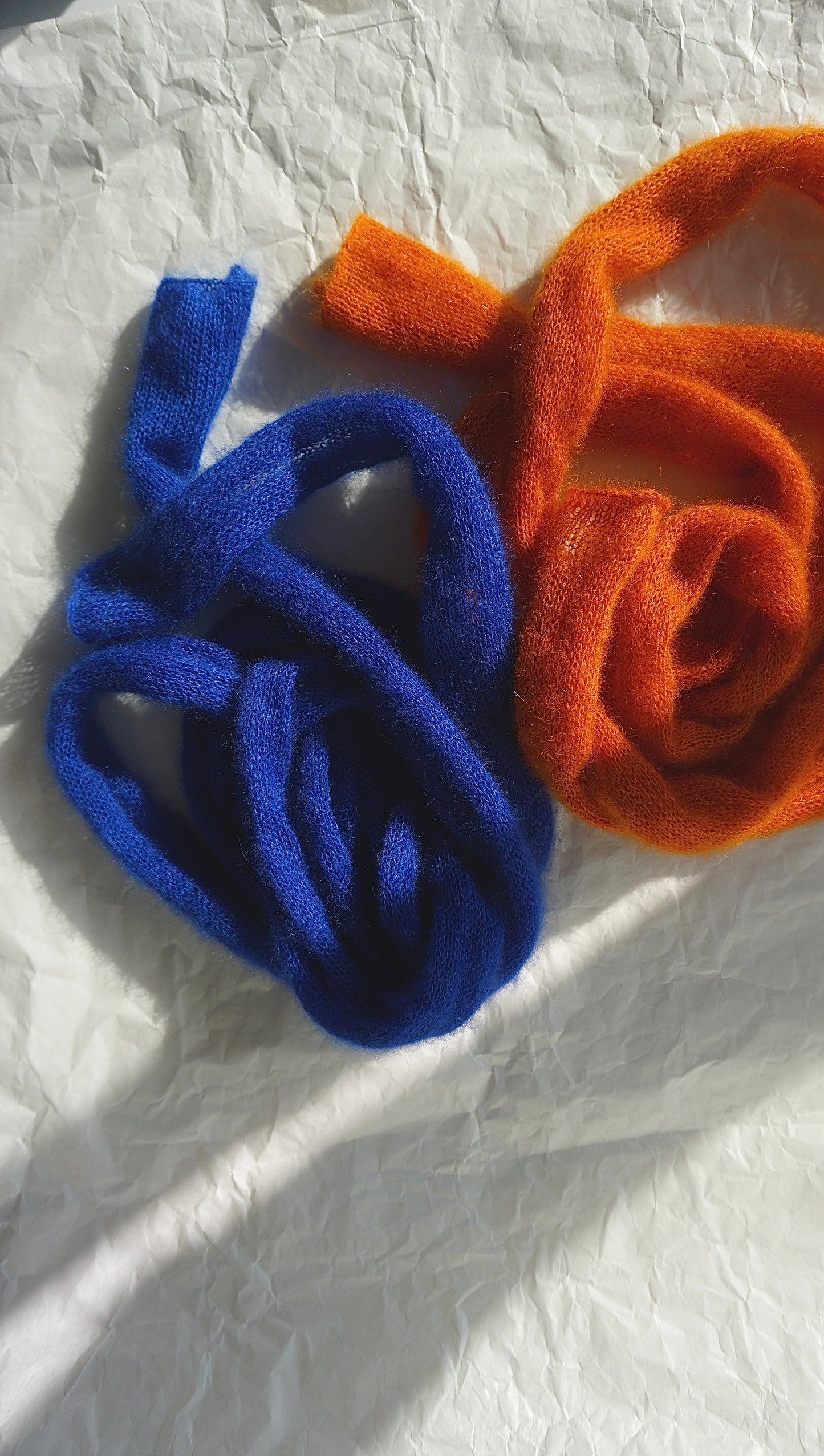 Skinny long mohair scarf cobalt blue