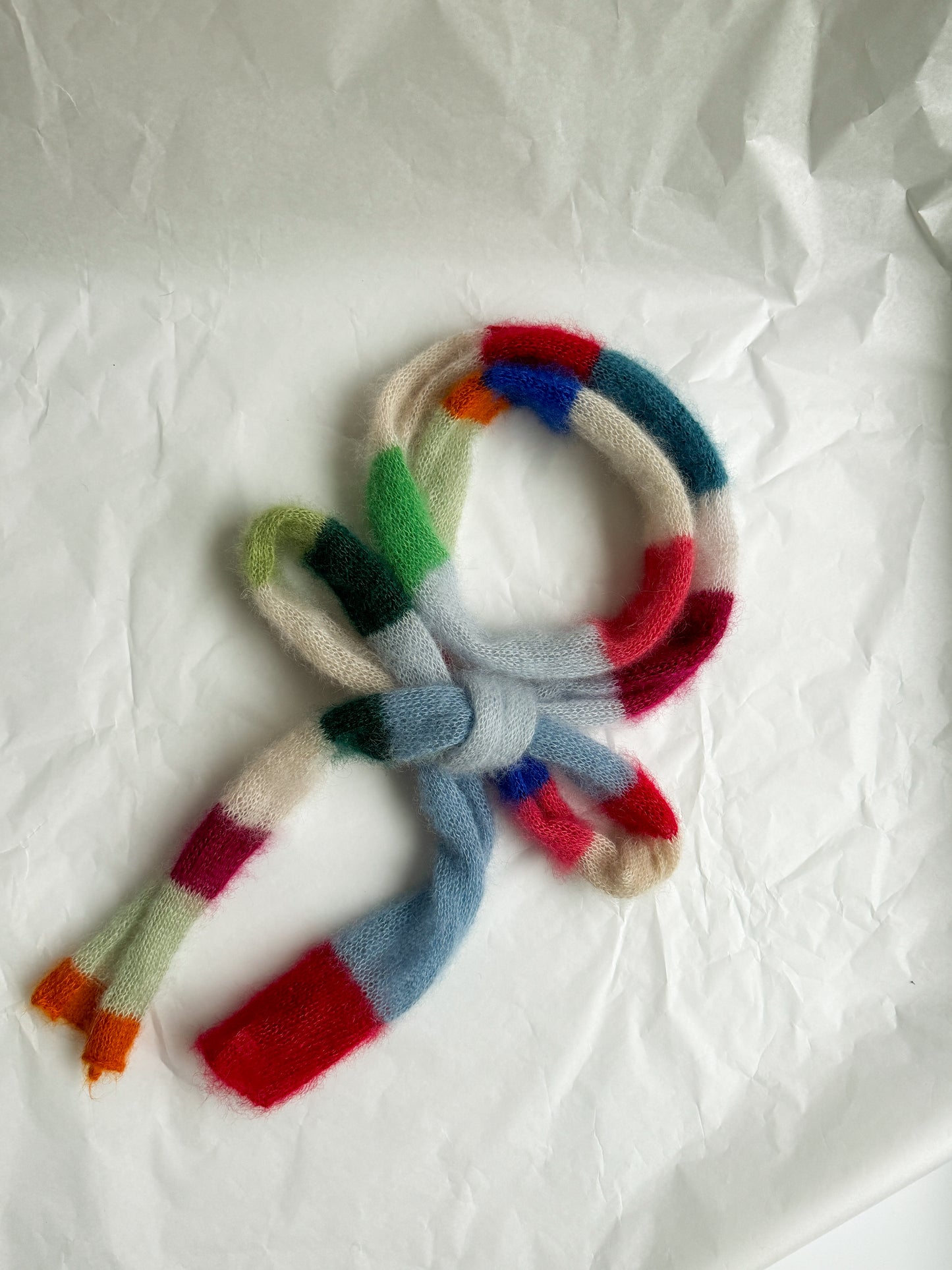 Skinny long mohair scarf multicolored stripes No.4