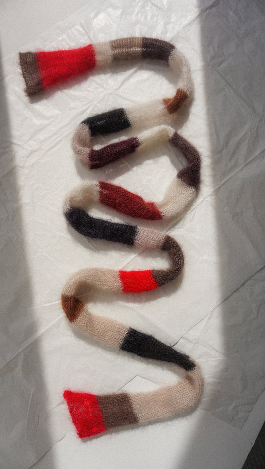 Small skinny mohair scarf brown shade colors