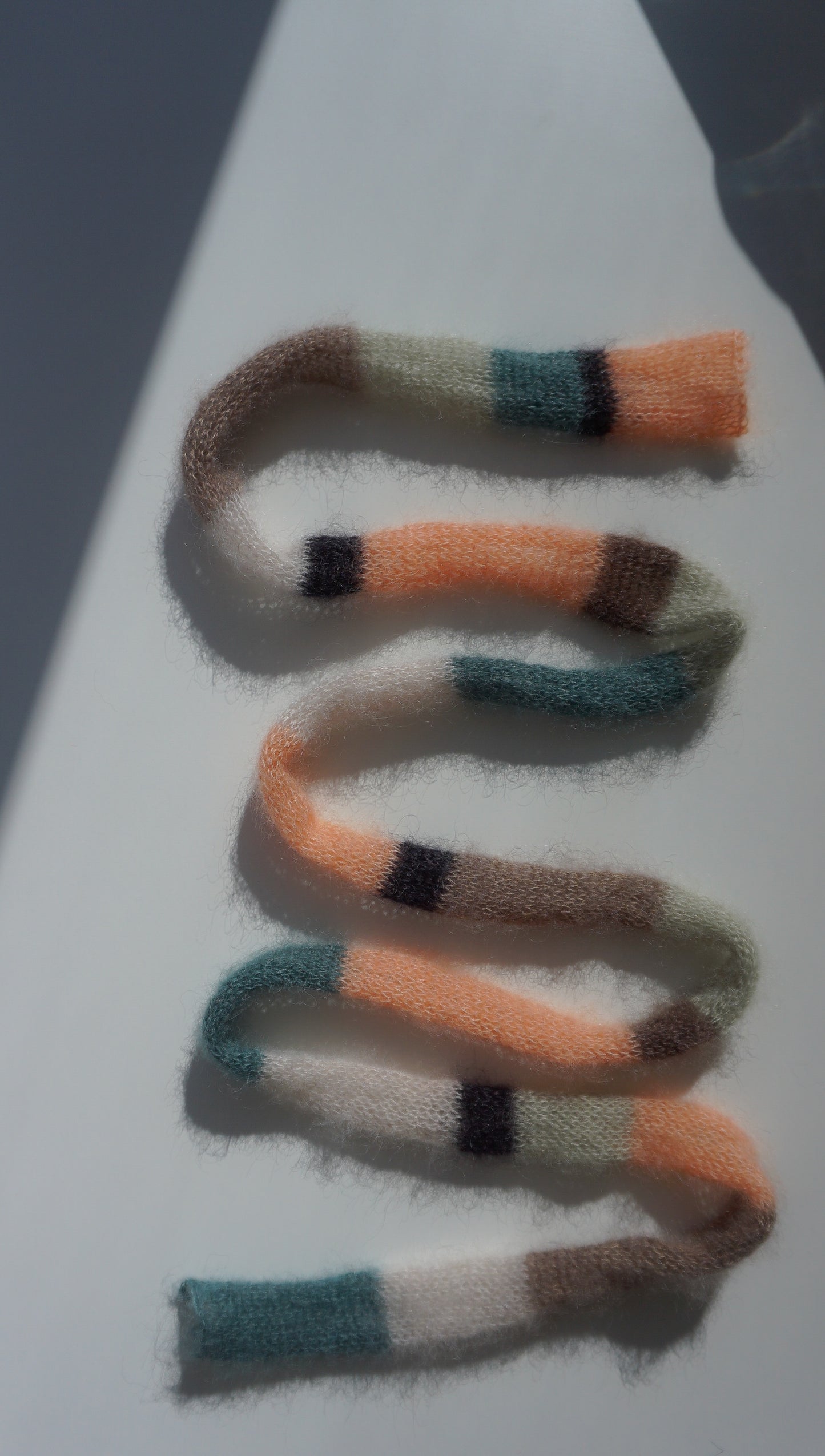 Mini skinny mohair scarf multicolored stripes