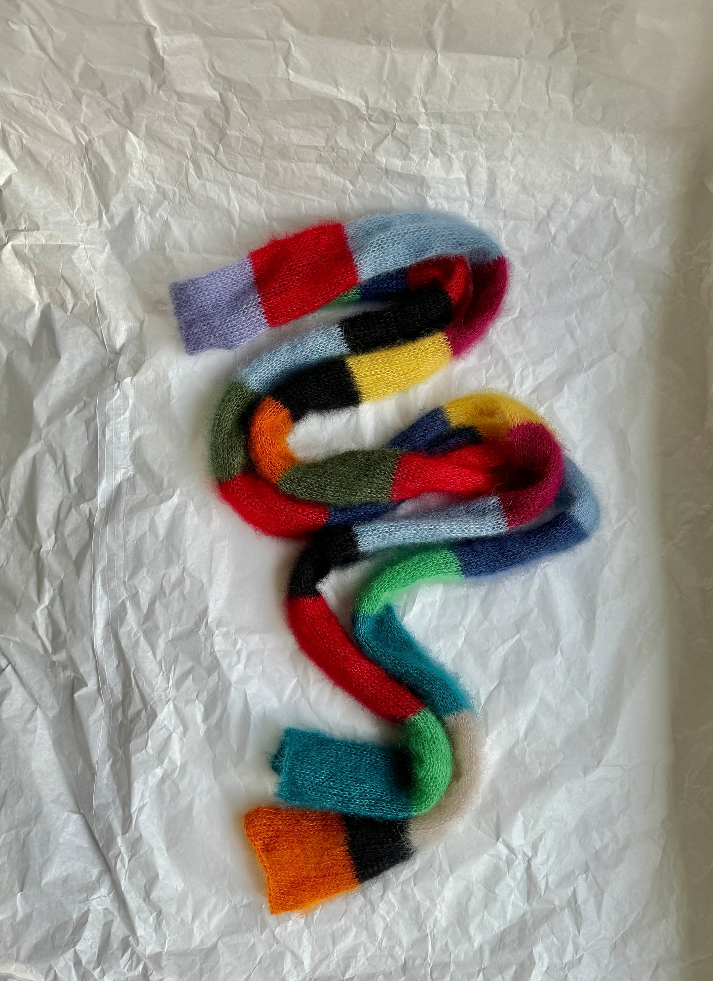 Skinny long mohair scarf multicolored stripes No.2