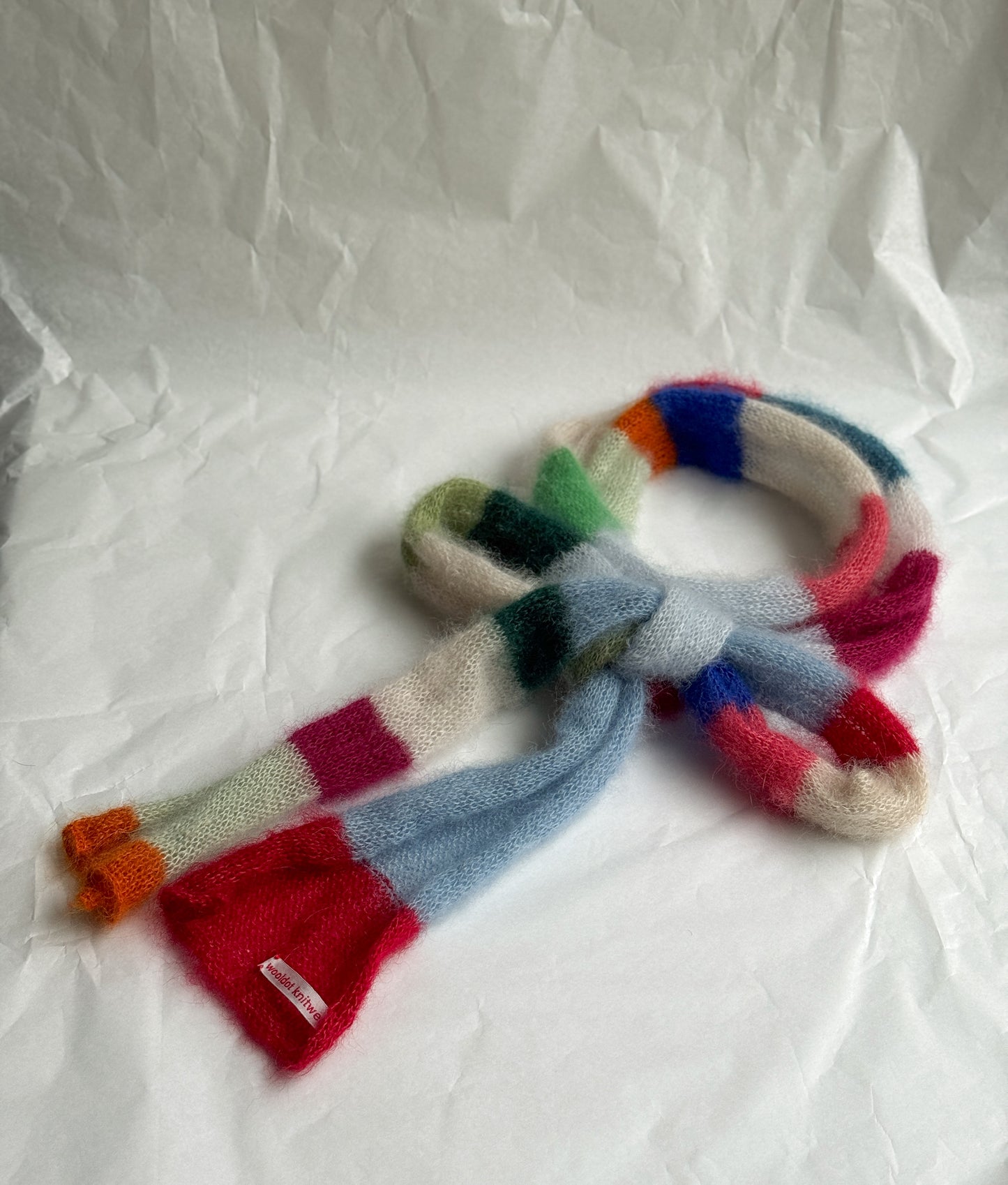 Skinny long mohair scarf multicolored stripes No.4