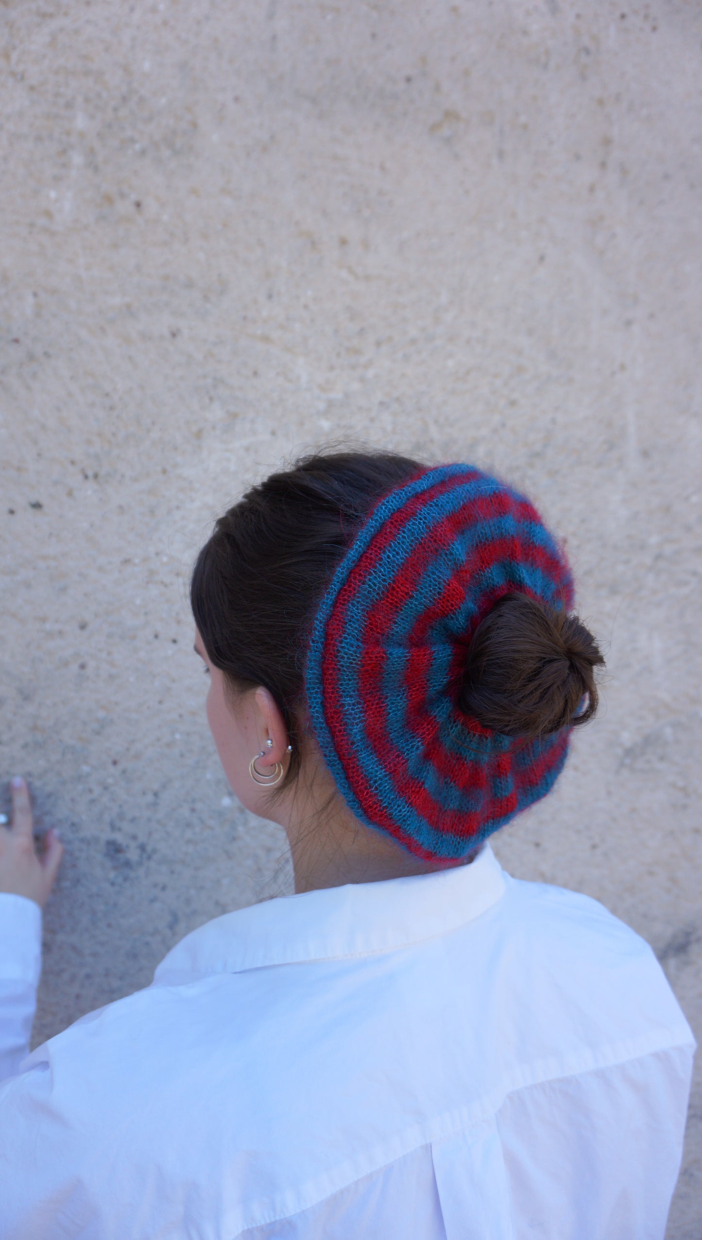 Striped mohair scrunchie