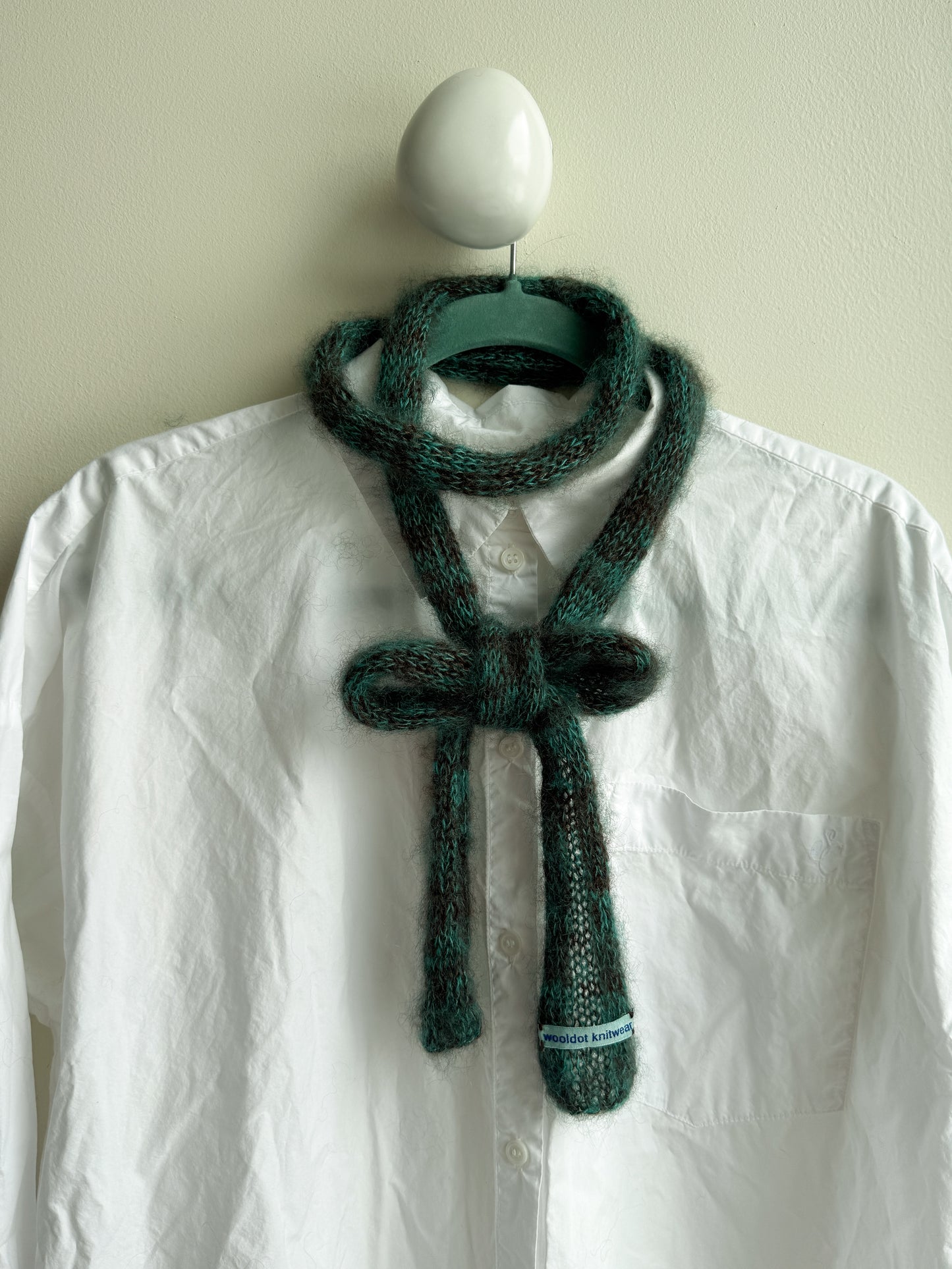 Small mohair scarf brown + aquamarine
