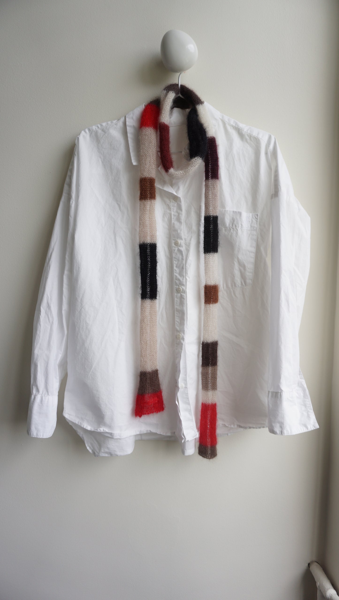 Small skinny mohair scarf brown shade colors