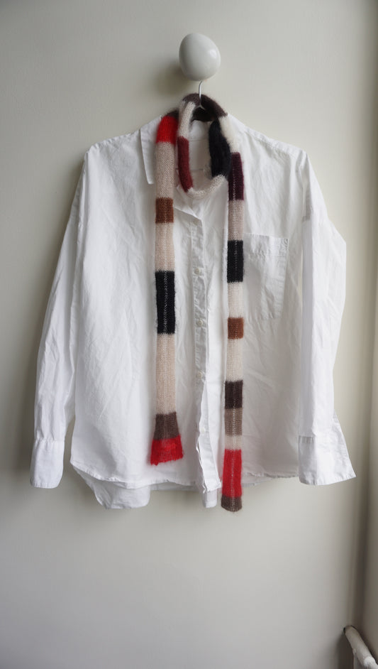 Small skinny mohair scarf brown shade colors