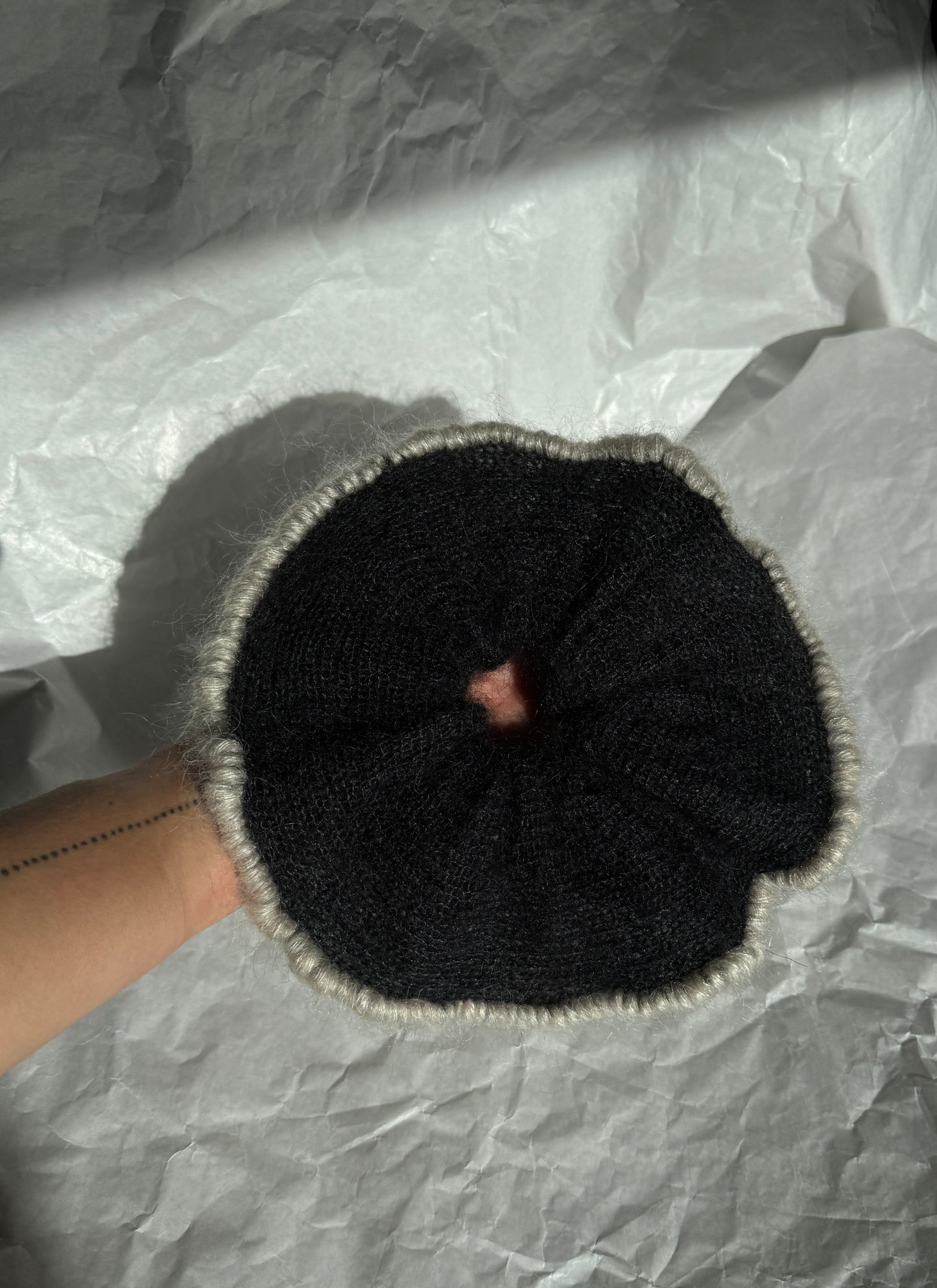 Black mohair scrunchie