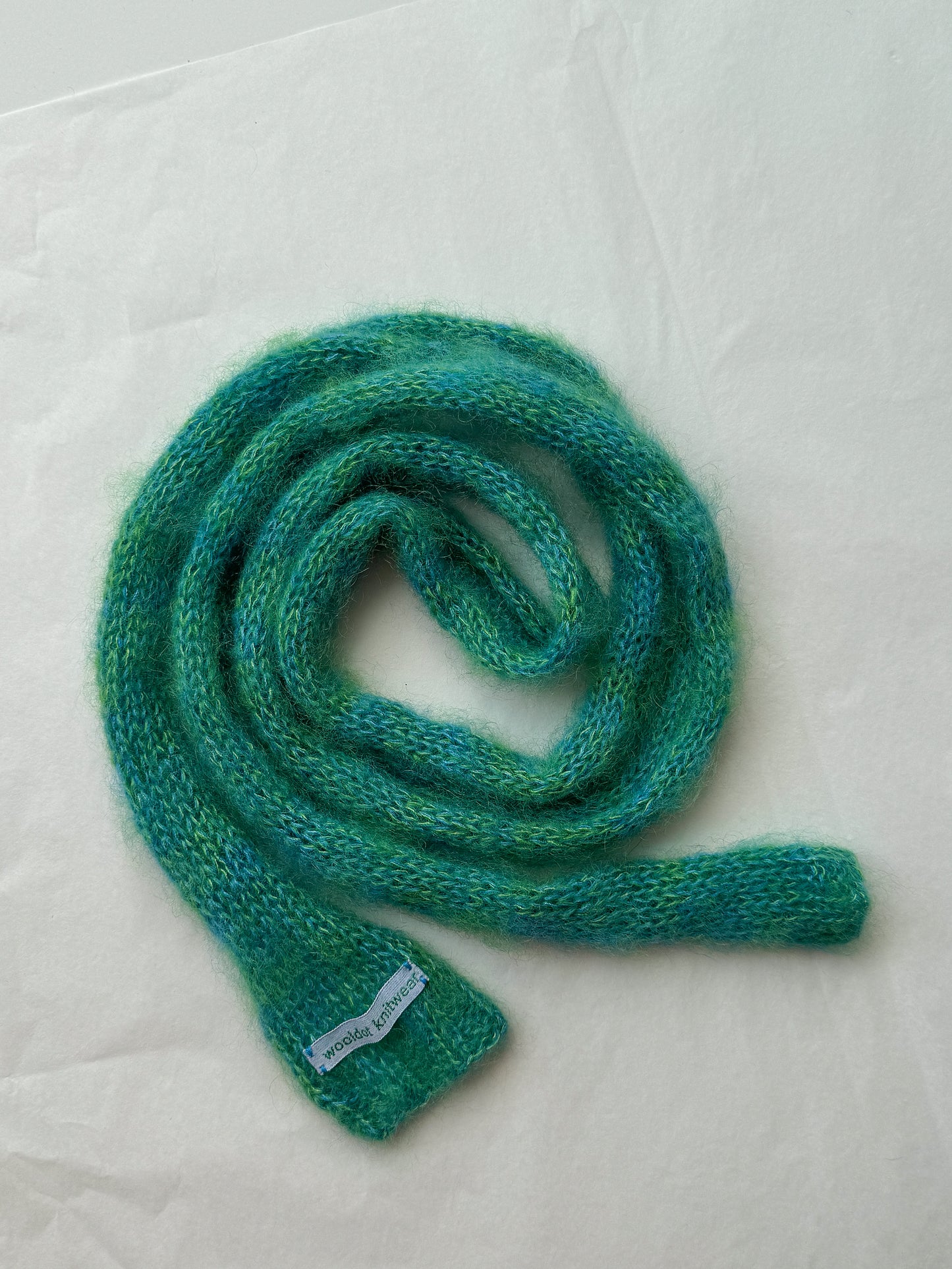 Small mohair scarf green + blue