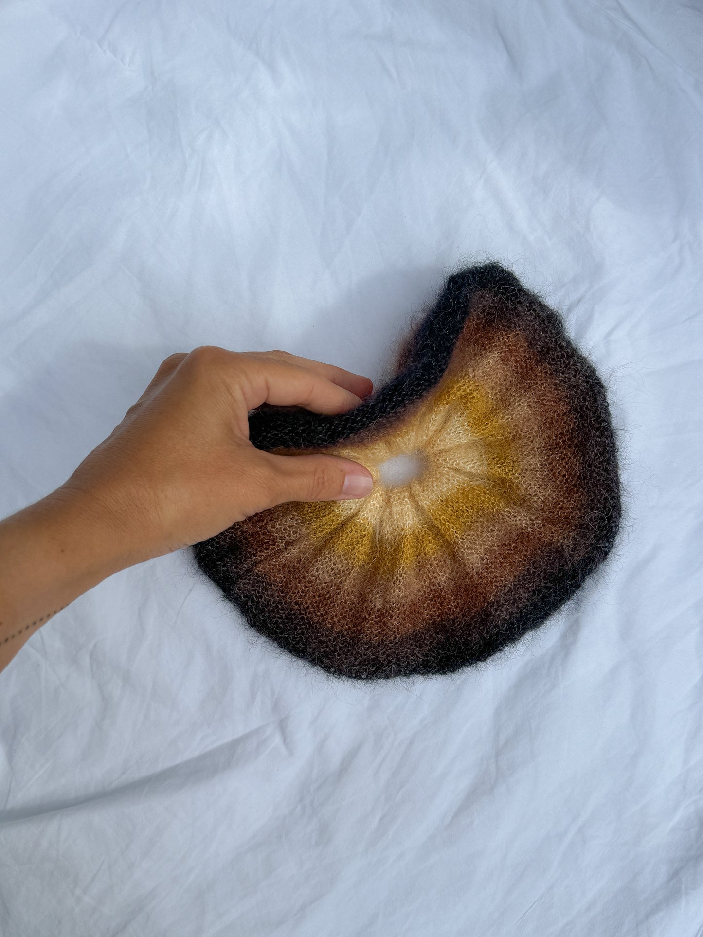 Brown ombre mohair scrunchie