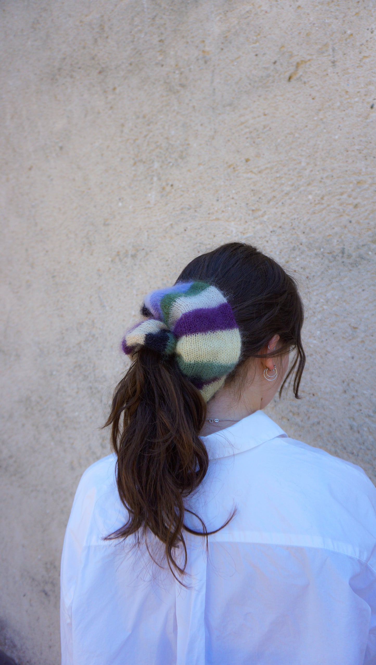 Big multicolored mohair scrunchie