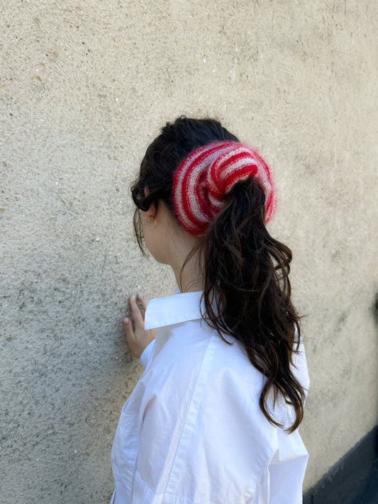 Striped mohair scrunchie