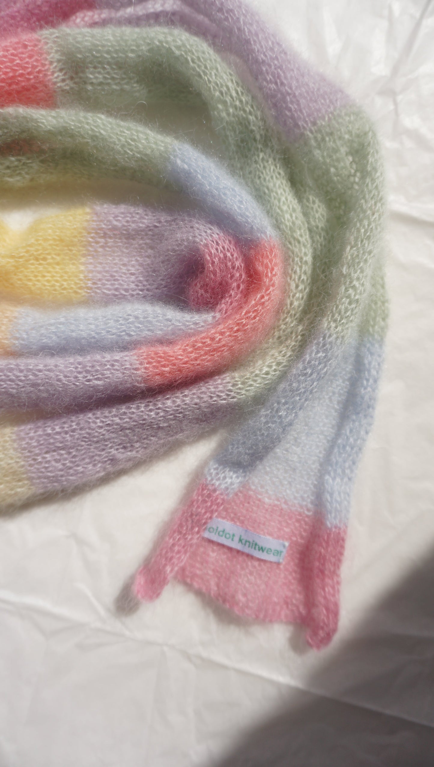 Small skinny mohair scarf pastel colors