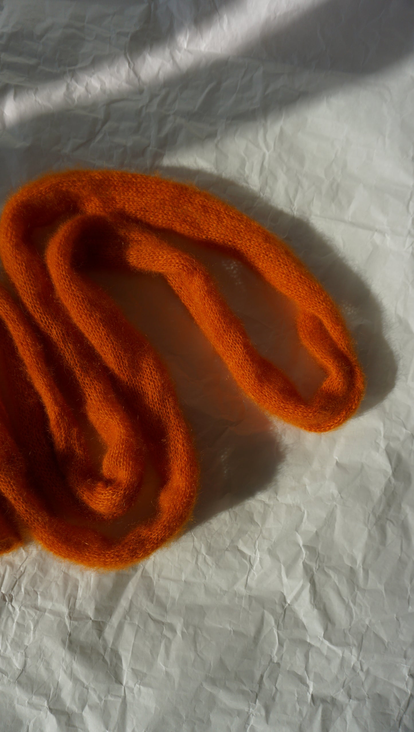 Skinny long mohair scarf burnt orange