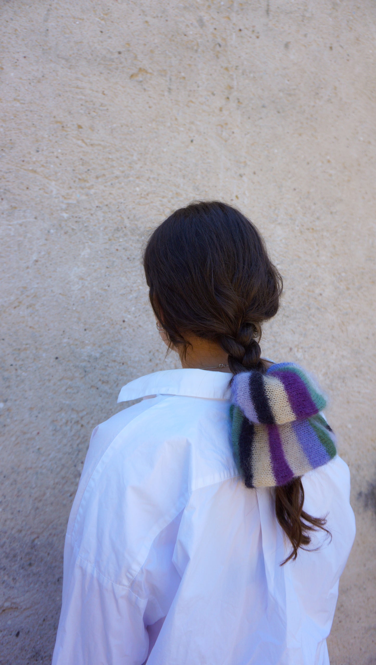 Big multicolored mohair scrunchie