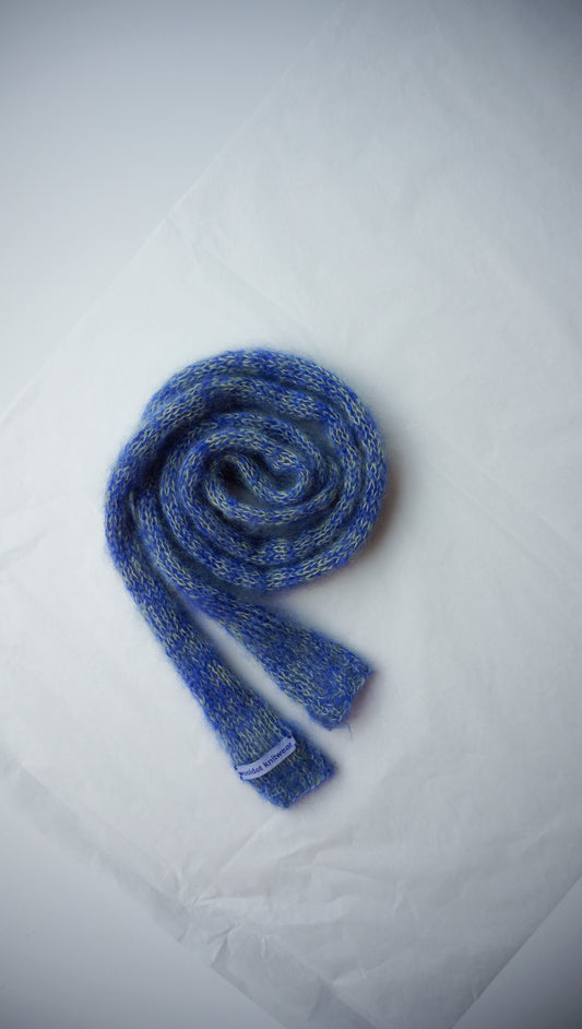 Small mohair scarf yellow + cobalt blue