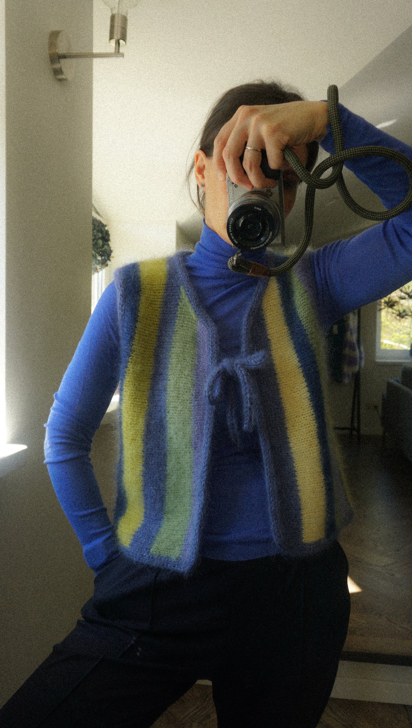 One of a kind striped mohair vest