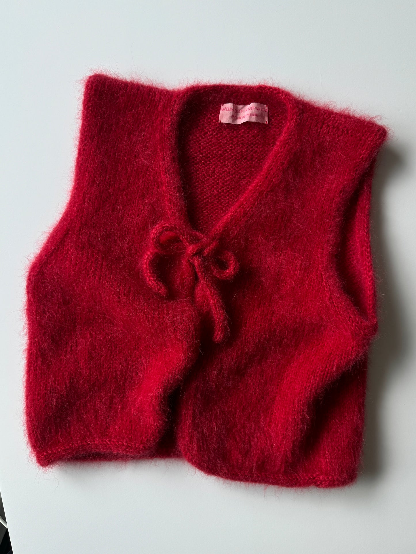 Red fluffy mohair vest