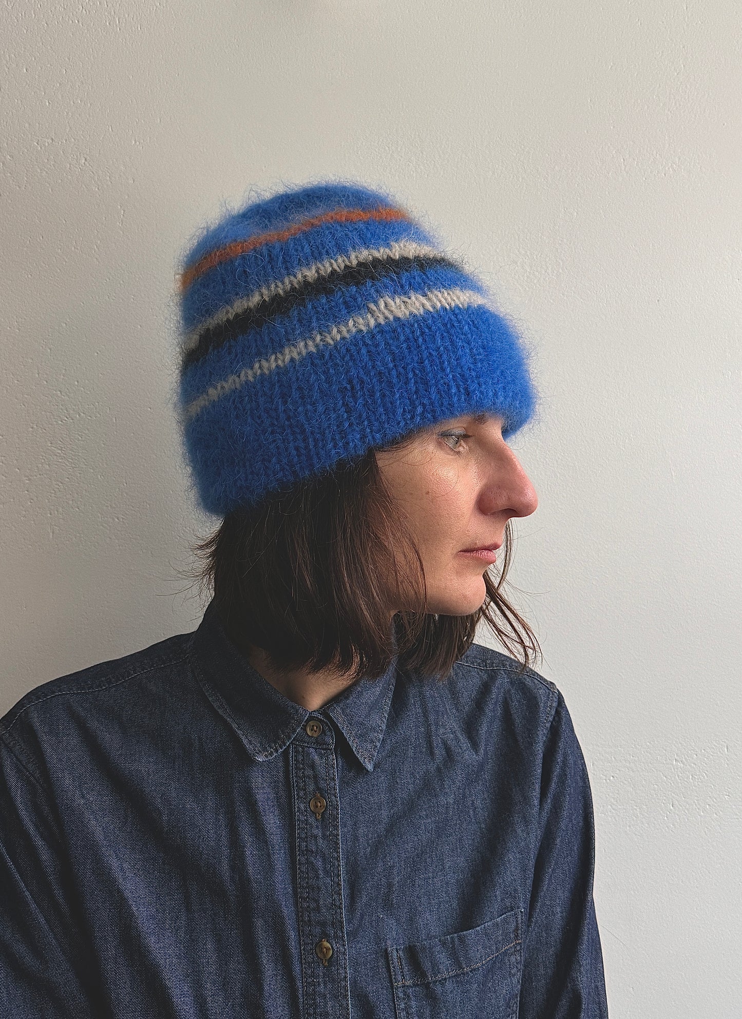 Blue mohair hat