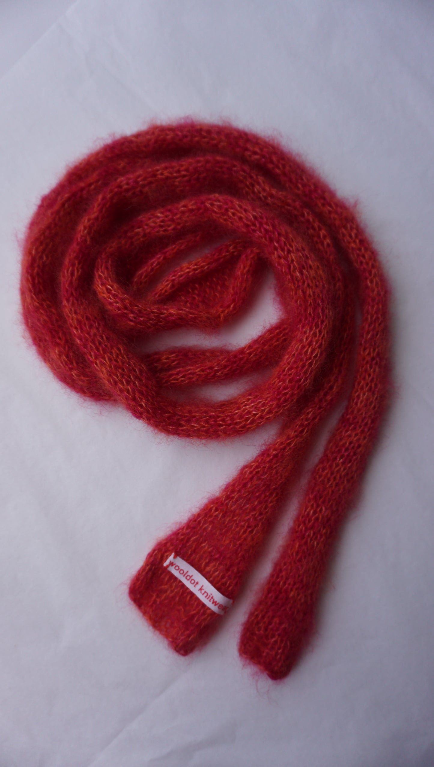 Small mohair scarf orange + red