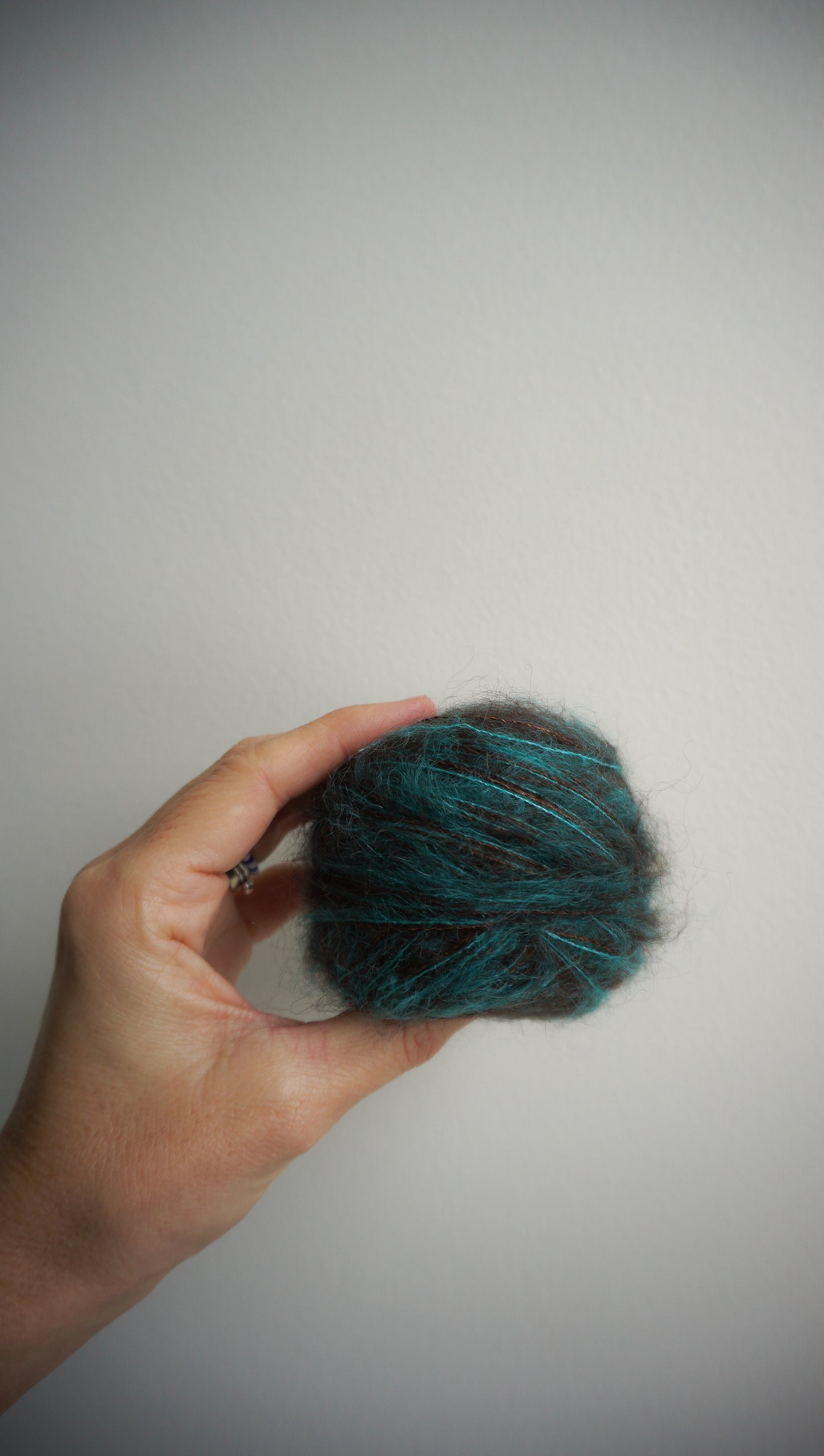 Small mohair scarf brown + aquamarine