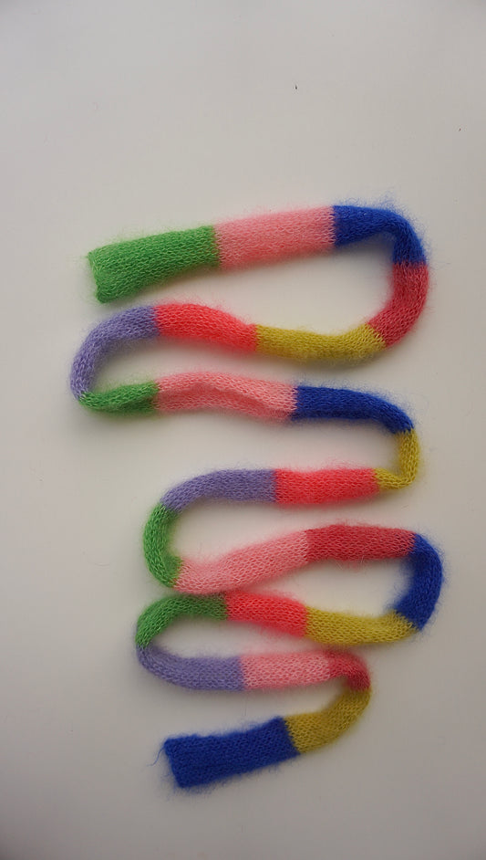 Mini skinny mohair scarf multicolored stripes