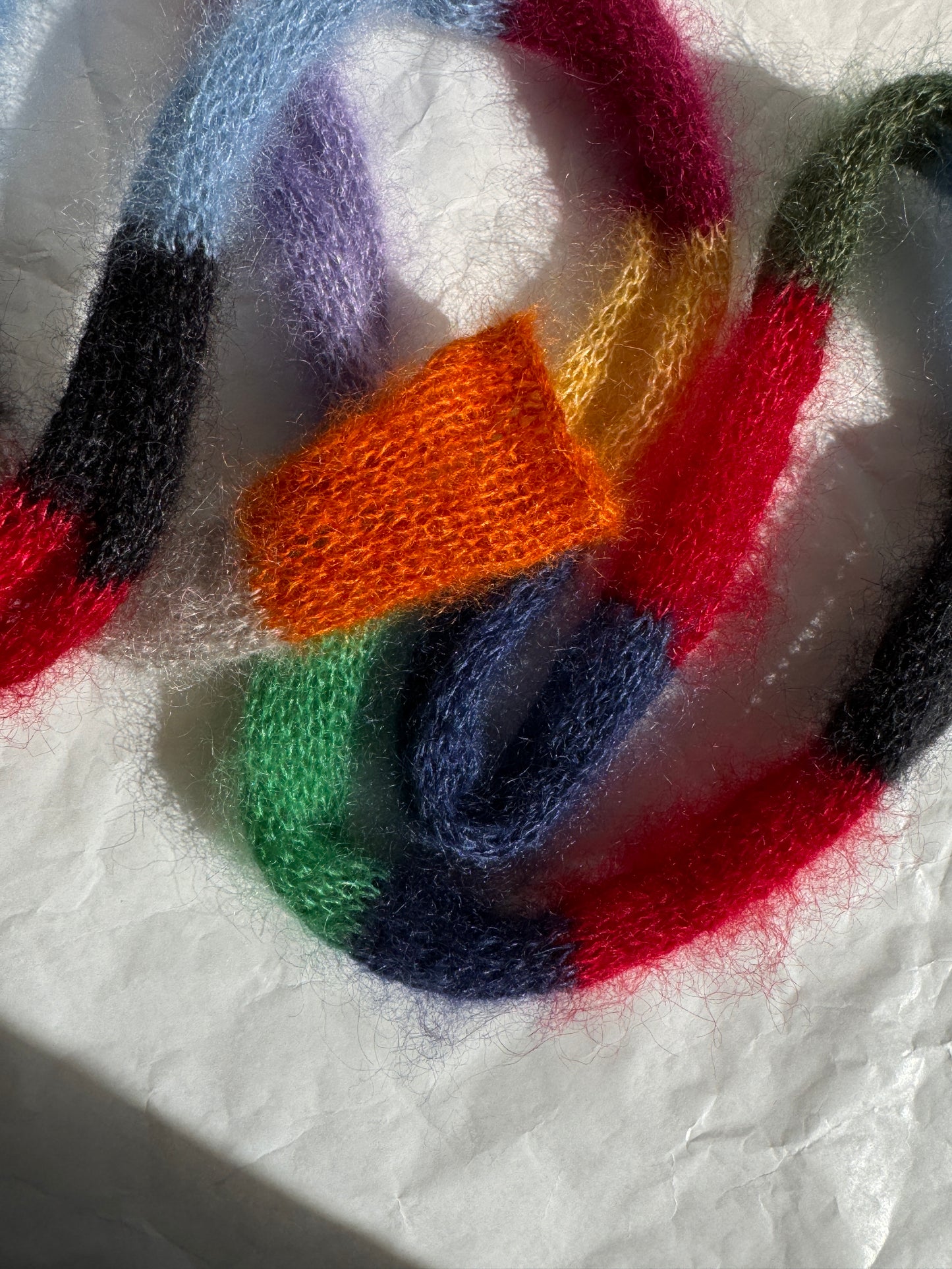 Mini skinny mohair scarf multicolored stripes