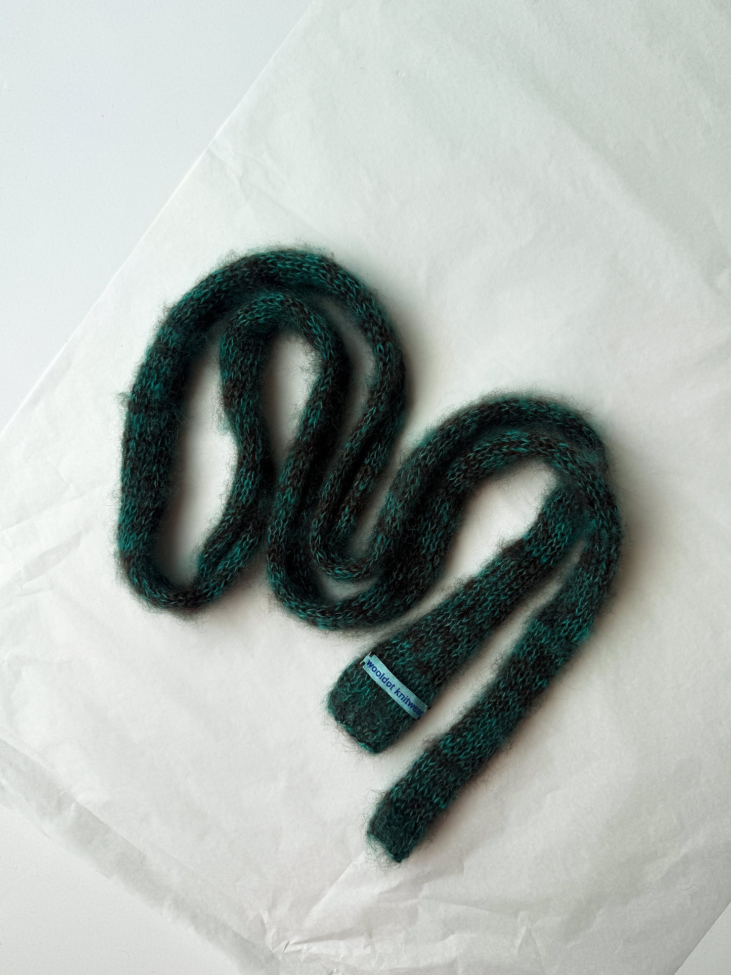 Small mohair scarf brown + aquamarine
